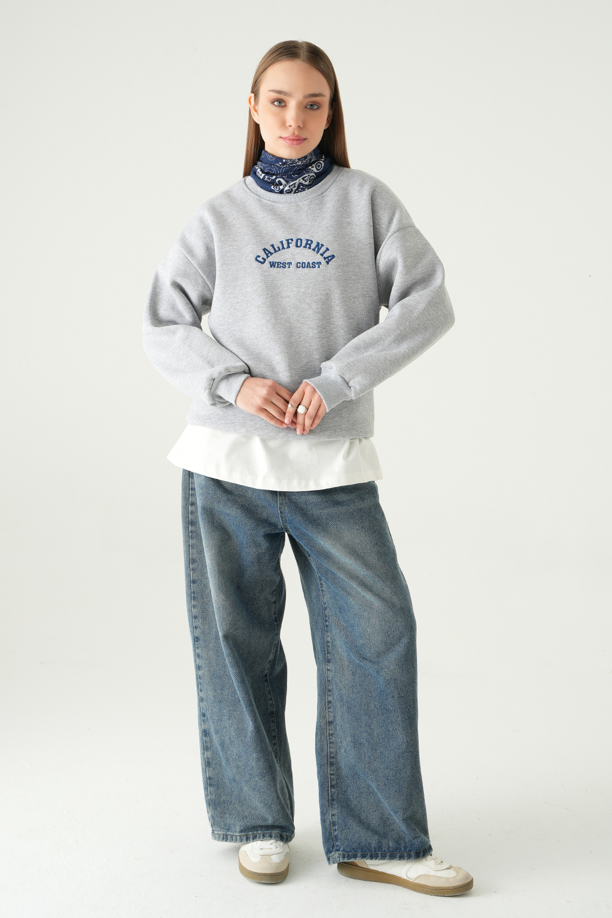California Baskılı Sweat 1403 Gri - 3