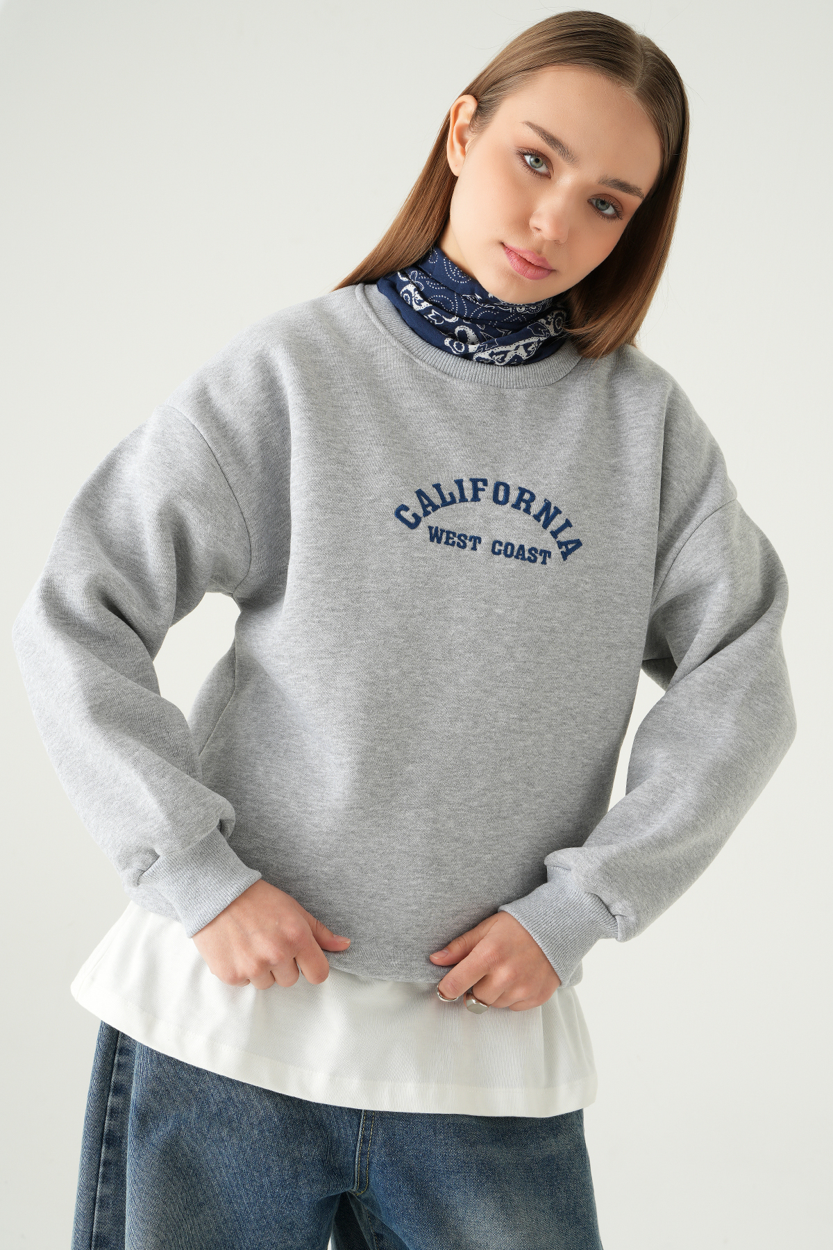Gri California Baskılı Sweat 1403 - 2