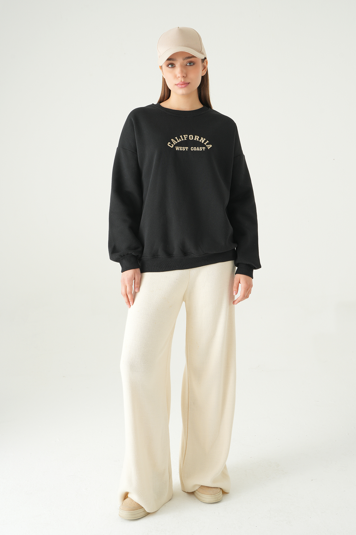 Siyah California Baskılı Sweat 1403 - RAYS