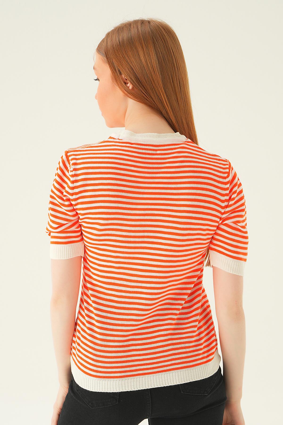 Orange Çizgili Tişört 1443 - 4