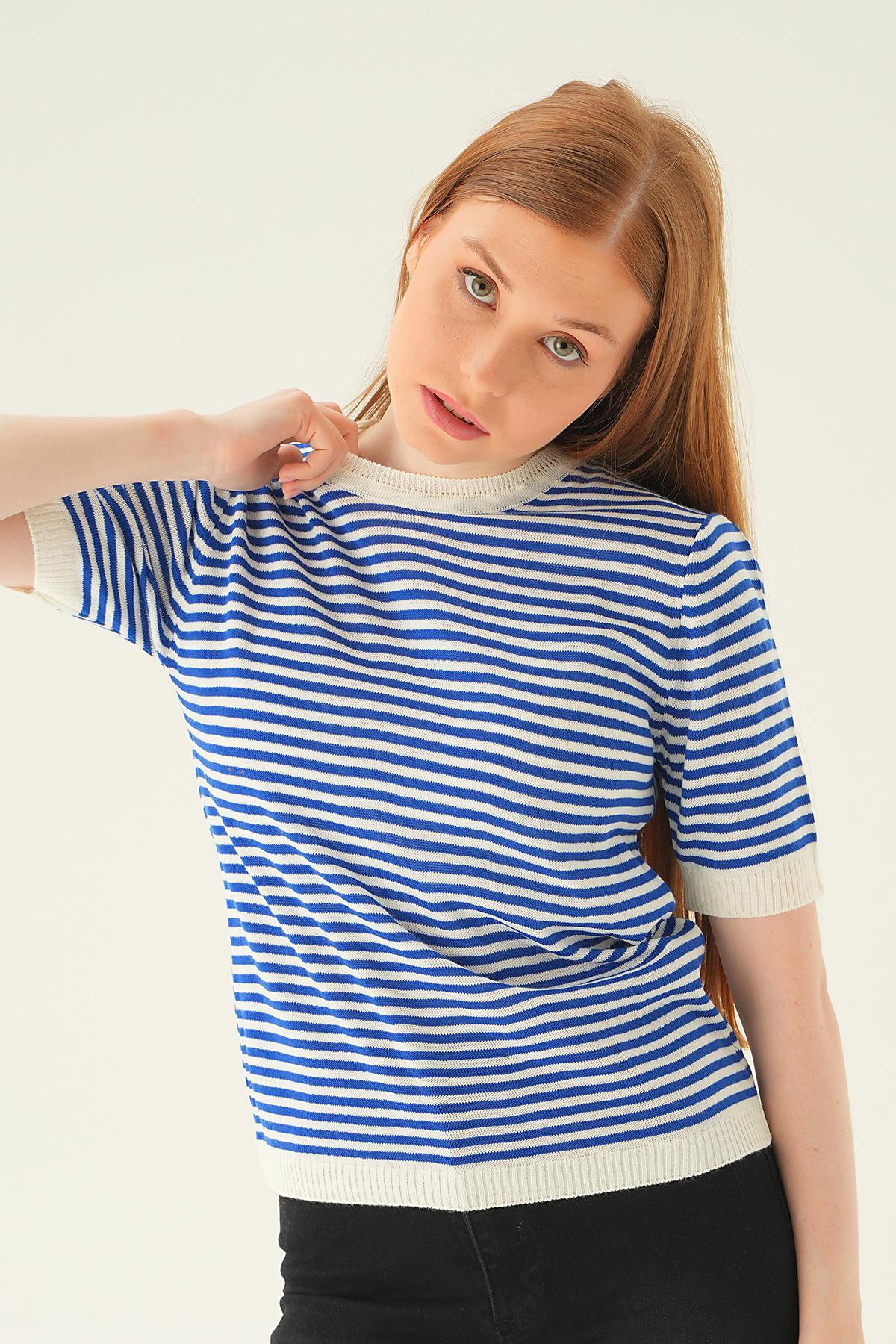 Saks Çizgili Tişört 1443 - 3