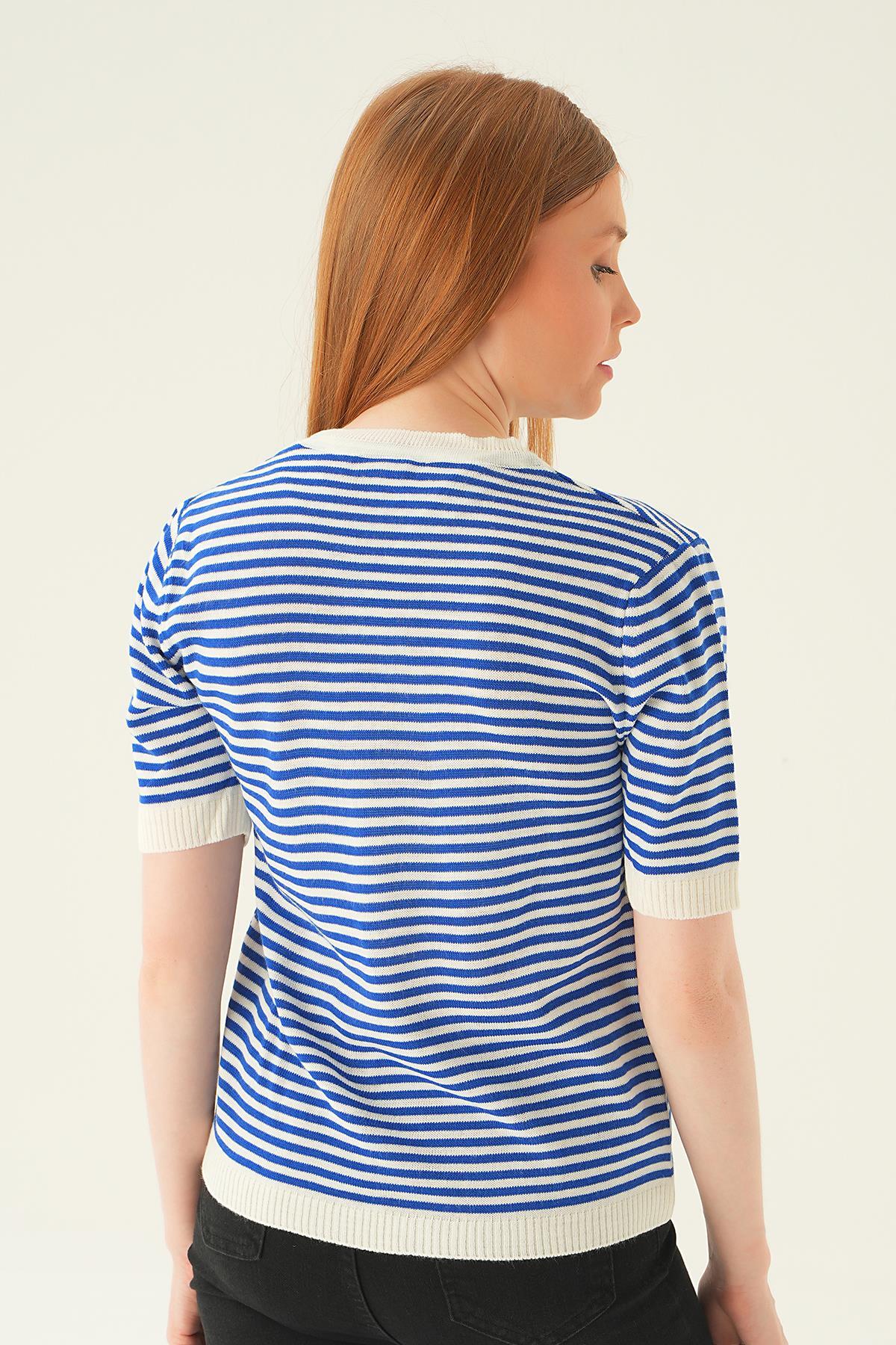 Saks Çizgili Tişört 1443 - 4