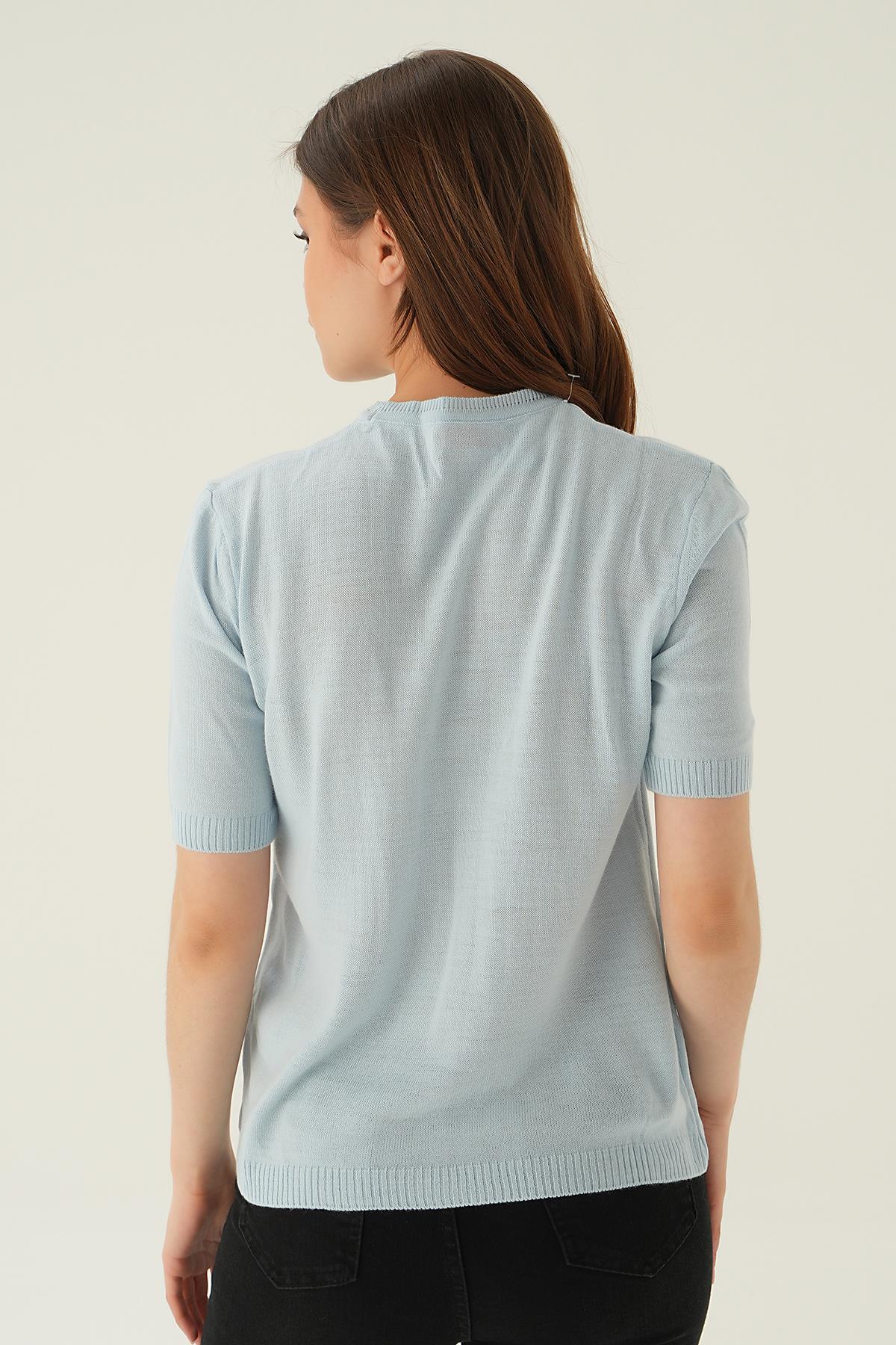 Bebe Mavi Bisiklet Yaka Tişört 1444 - 5