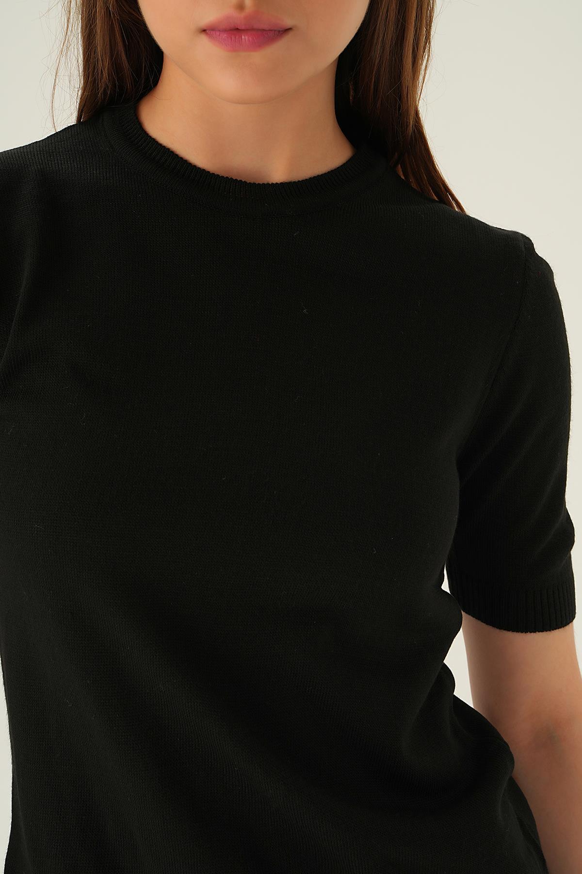 Siyah Bisiklet Yaka Tişört 1444 - 6