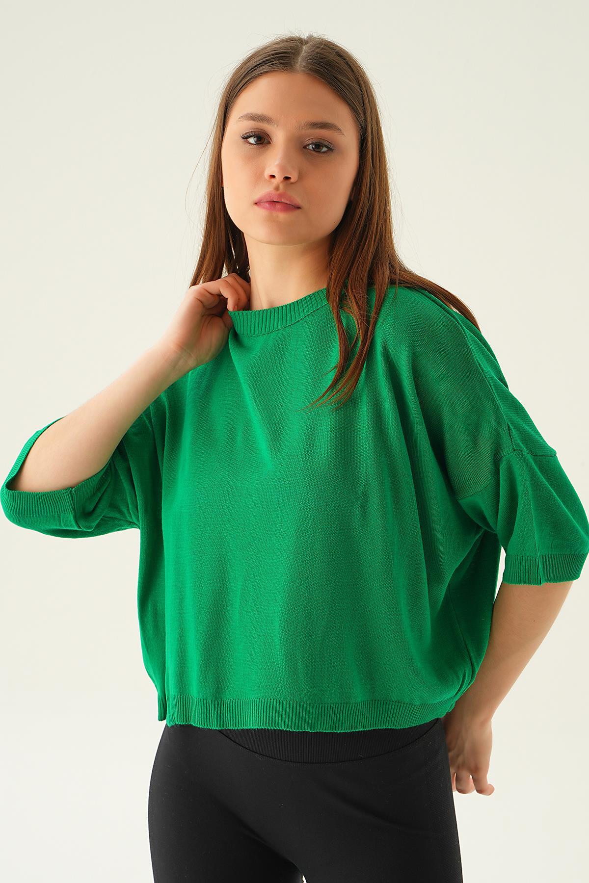 Benetton Yeşili Salaş Tişört 1445 - 3