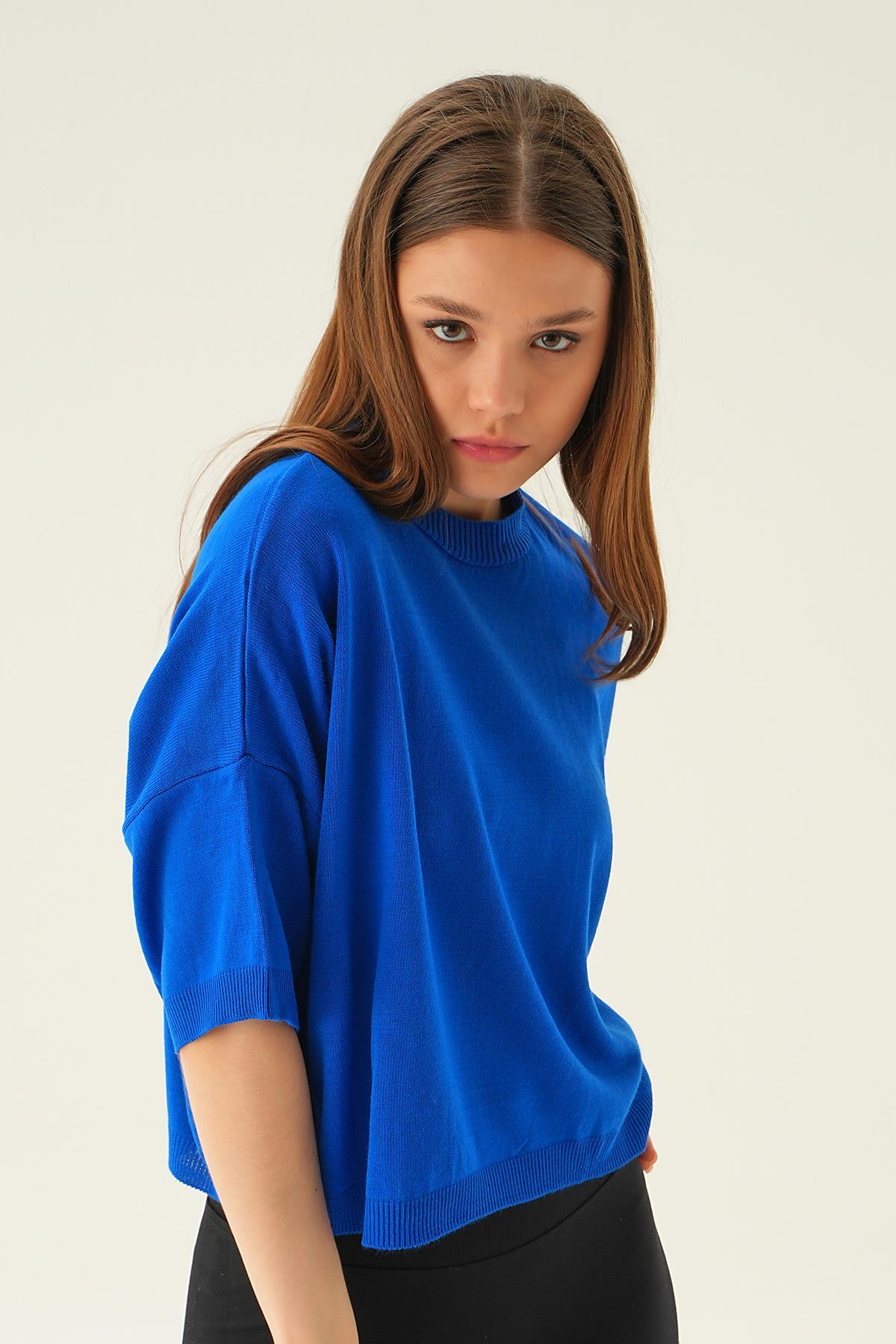 1445 Salaş Tişört Saks - 4