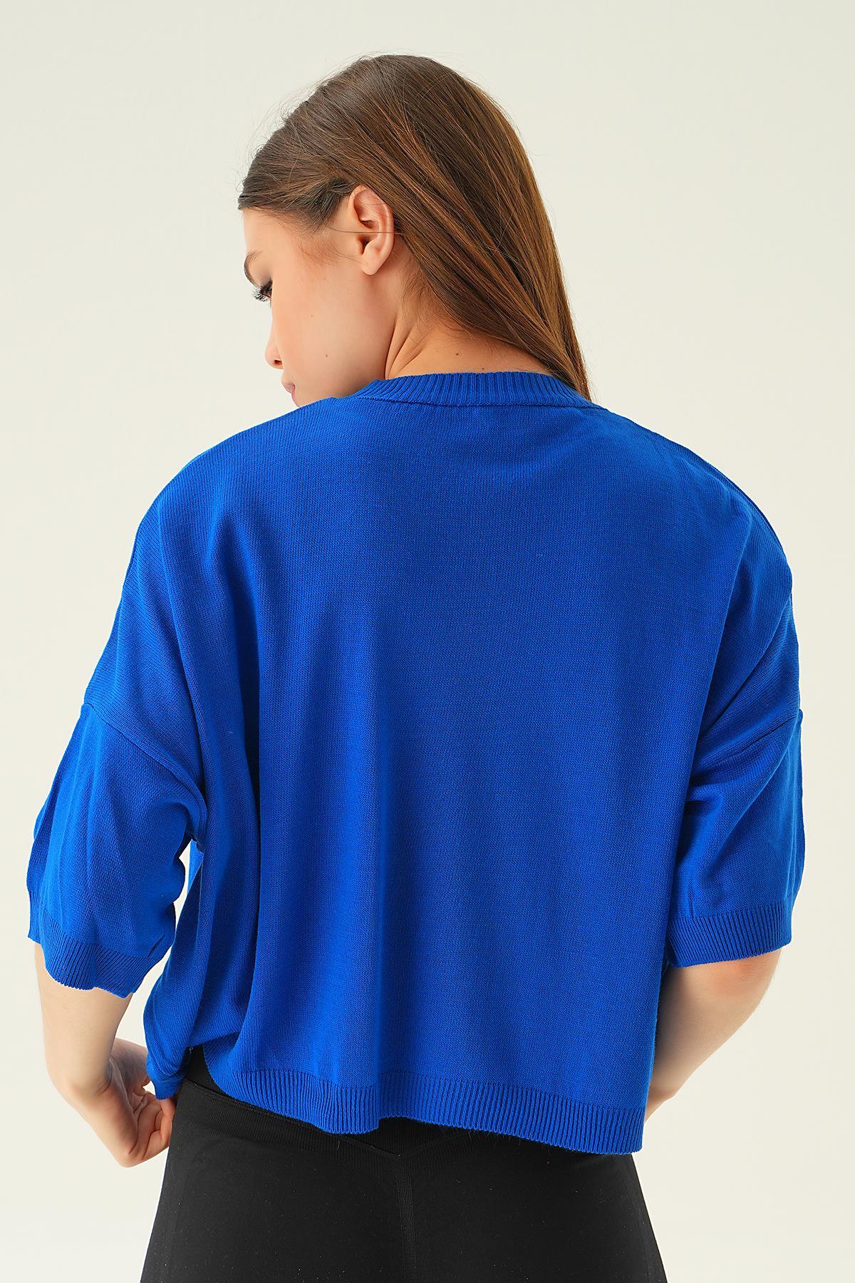 1445 Salaş Tişört Saks - 5