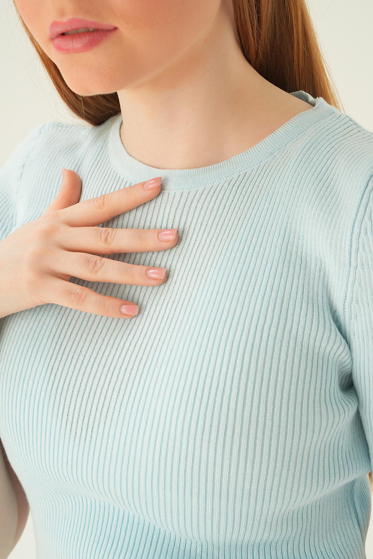 1449 Bisiklet Yaka Tişört Bebe Mavi - 6