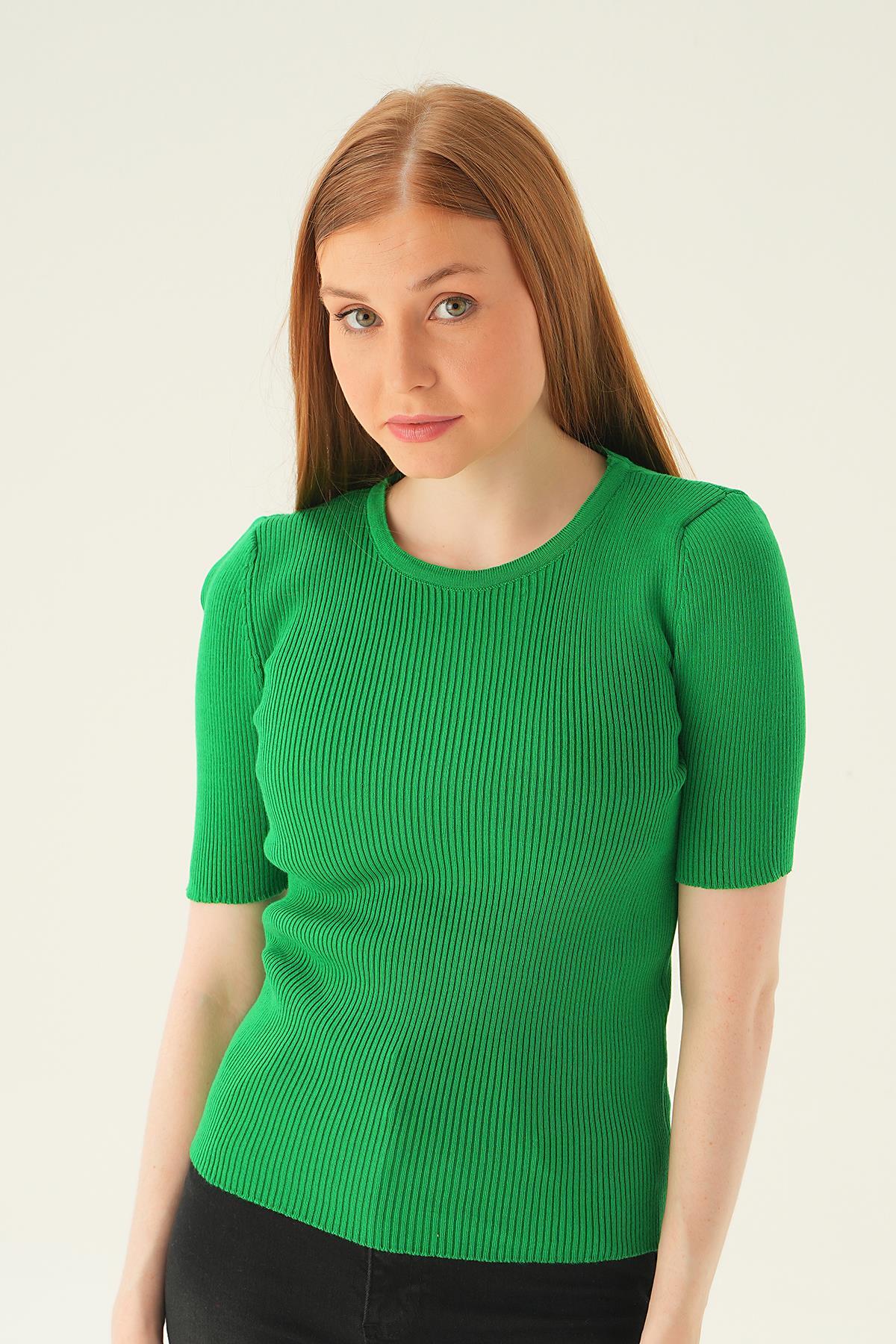 1449 Bisiklet Yaka Tişört Benetton Yeşili - 1