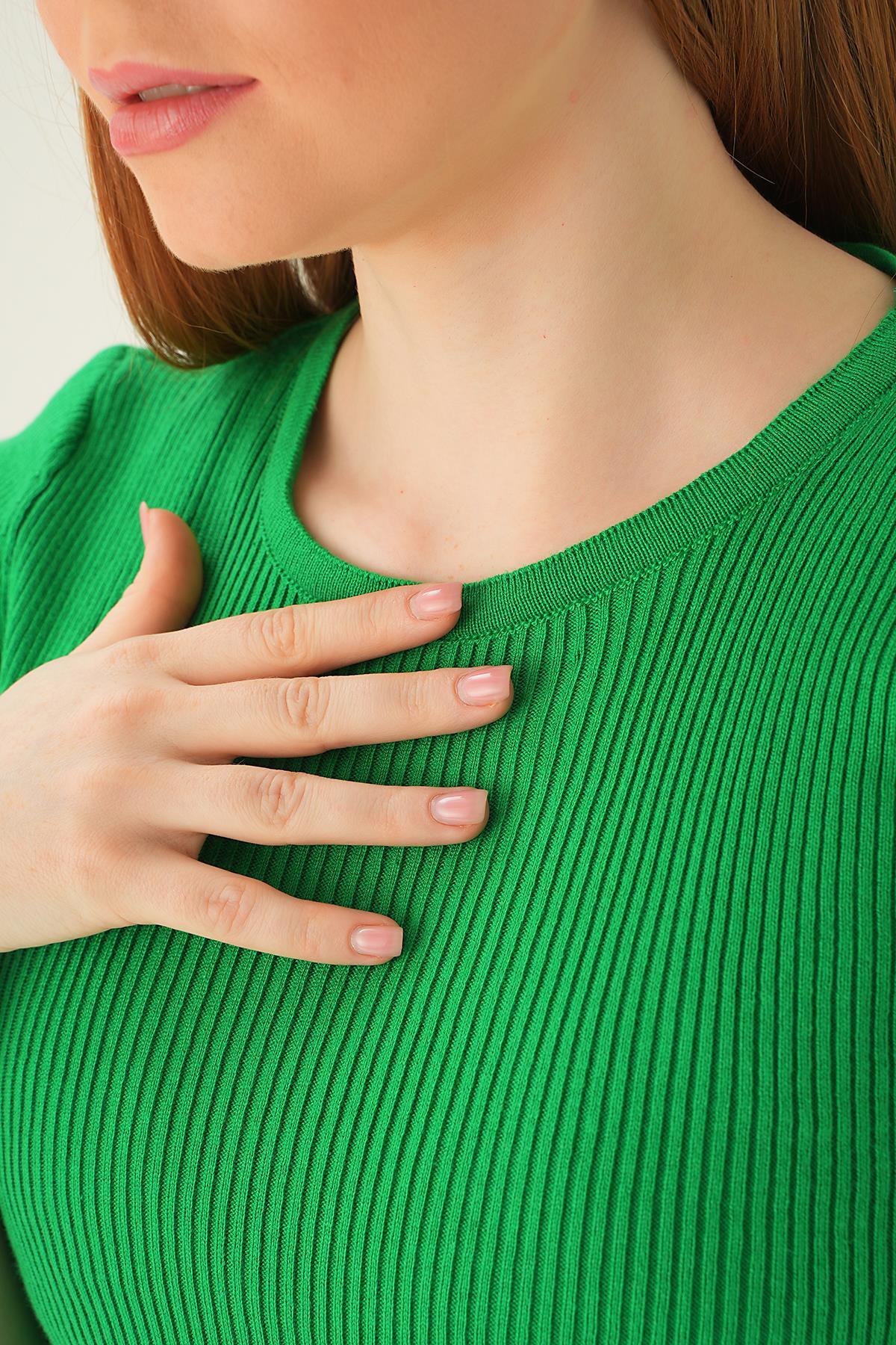 1449 Bisiklet Yaka Tişört Benetton Yeşili - 5