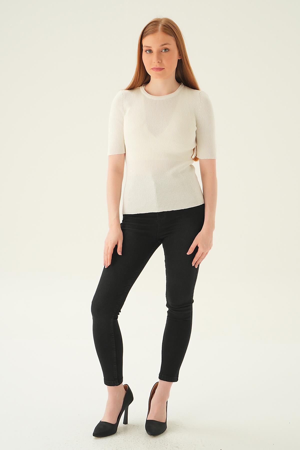 1449 Bisiklet Yaka Tişört Kemik - 2