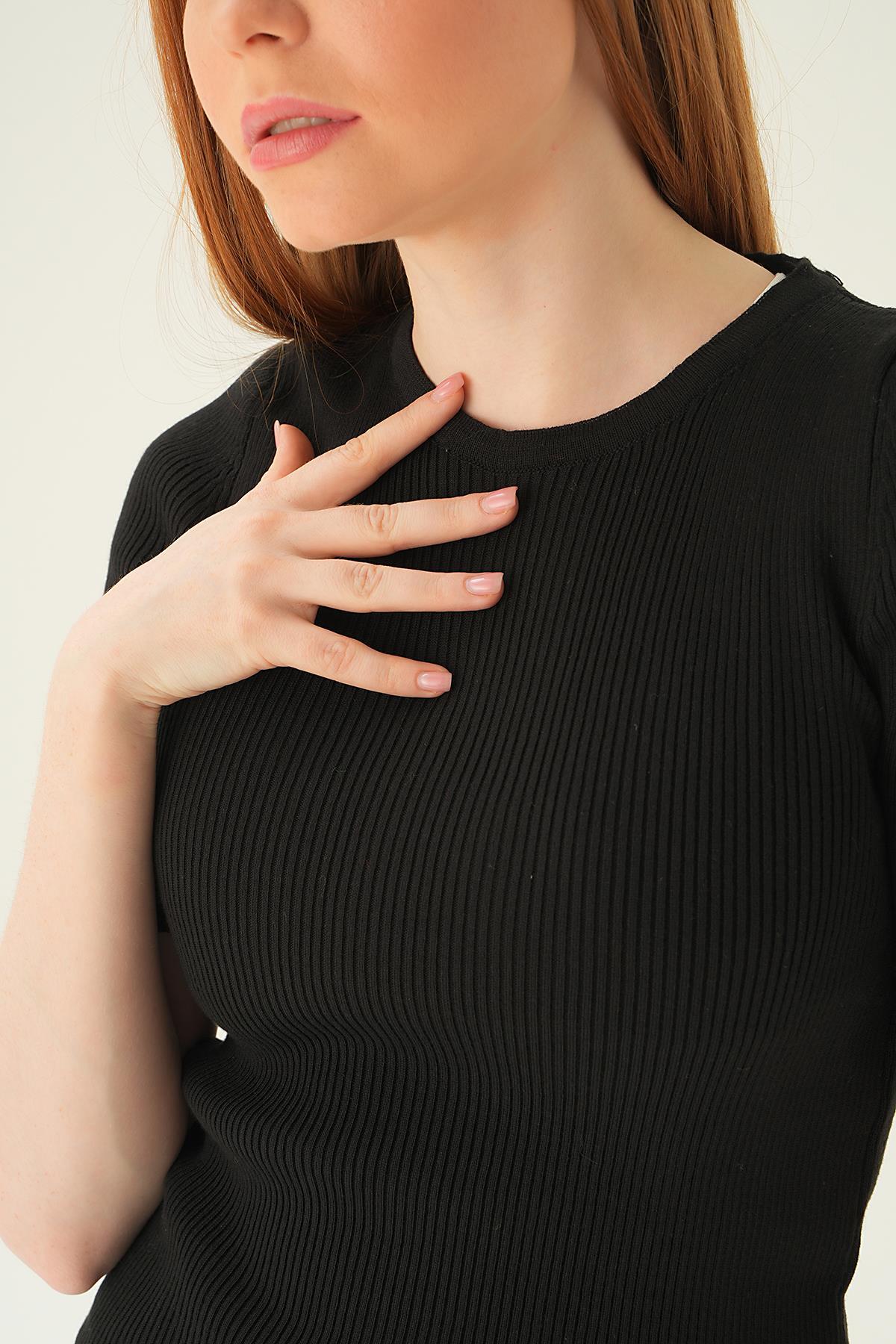 1449 Bisiklet Yaka Tişört Siyah - 5