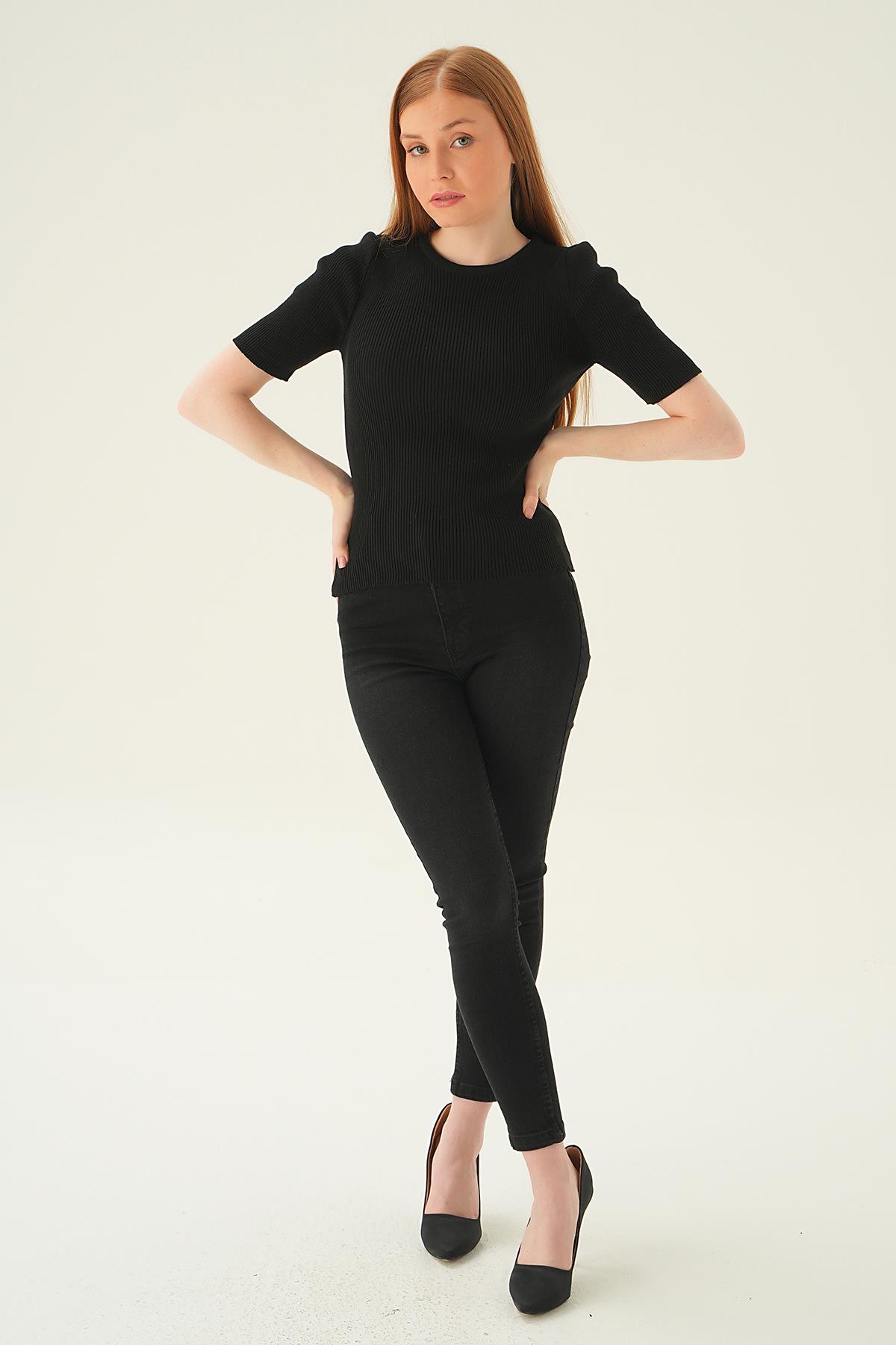 Siyah Bisiklet Yaka Tişört 1449 - 6