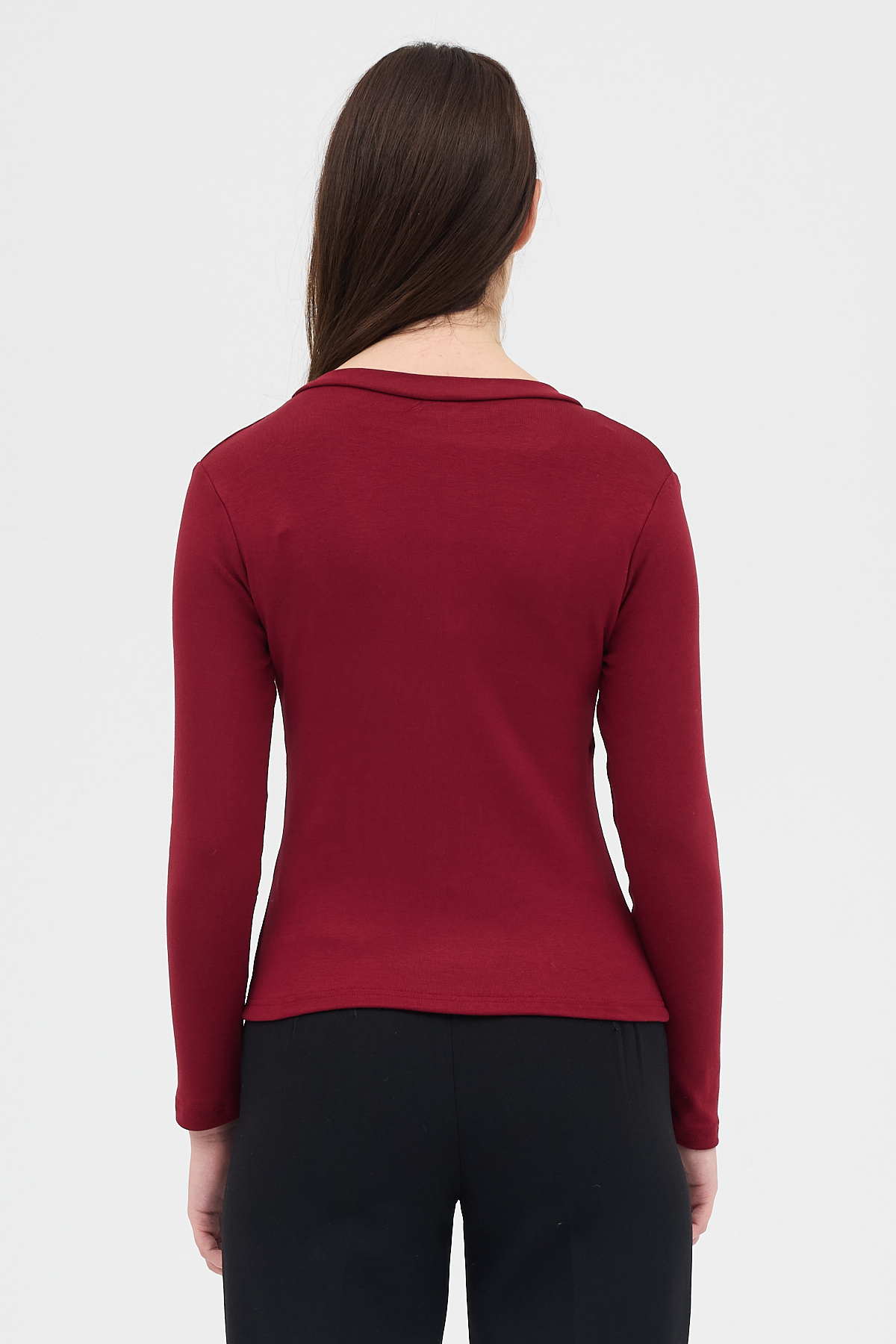 Bordo V Yaka Uzun Kol Body 1452 - 5