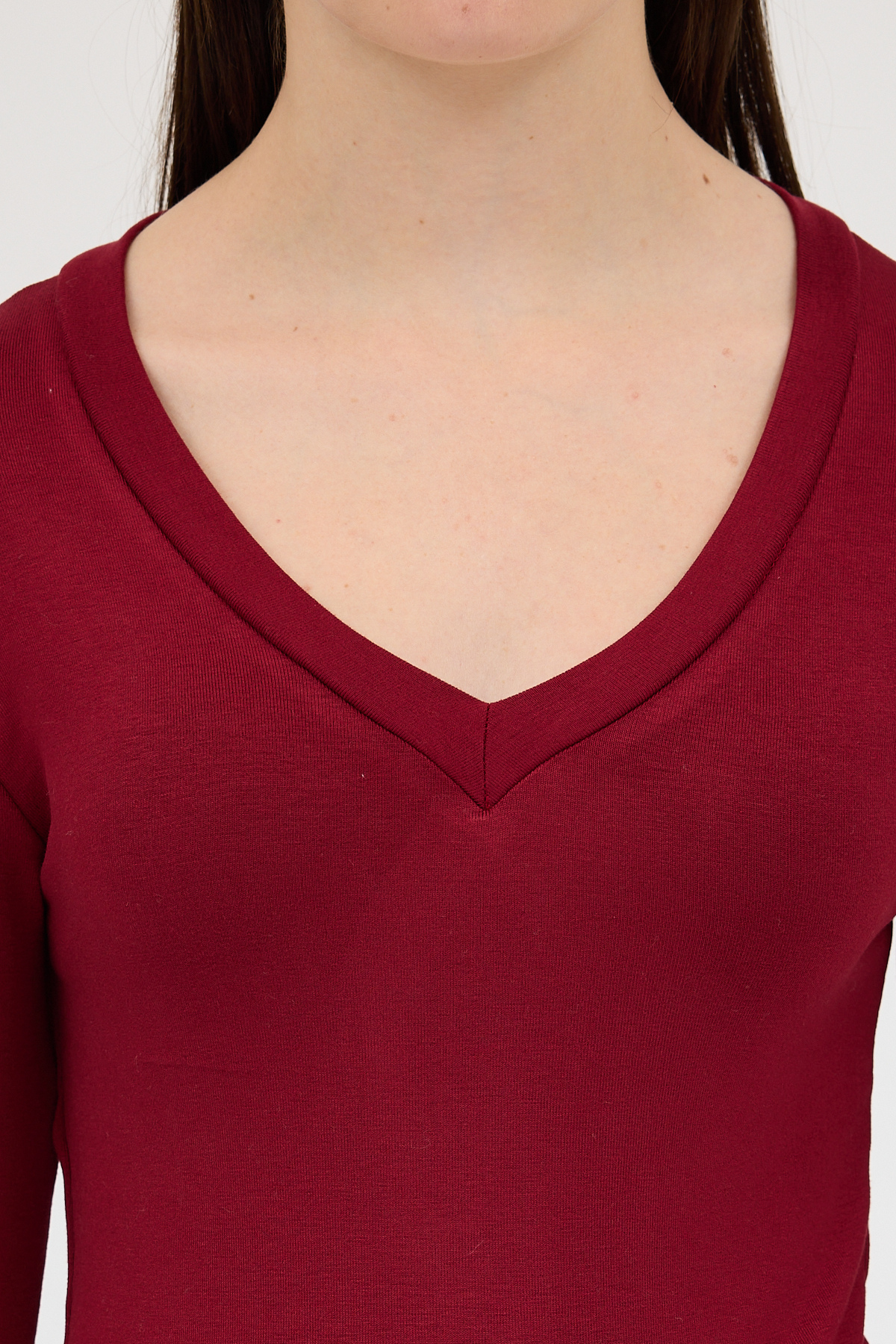 Bordo V Yaka Uzun Kol Body 1452 - 4