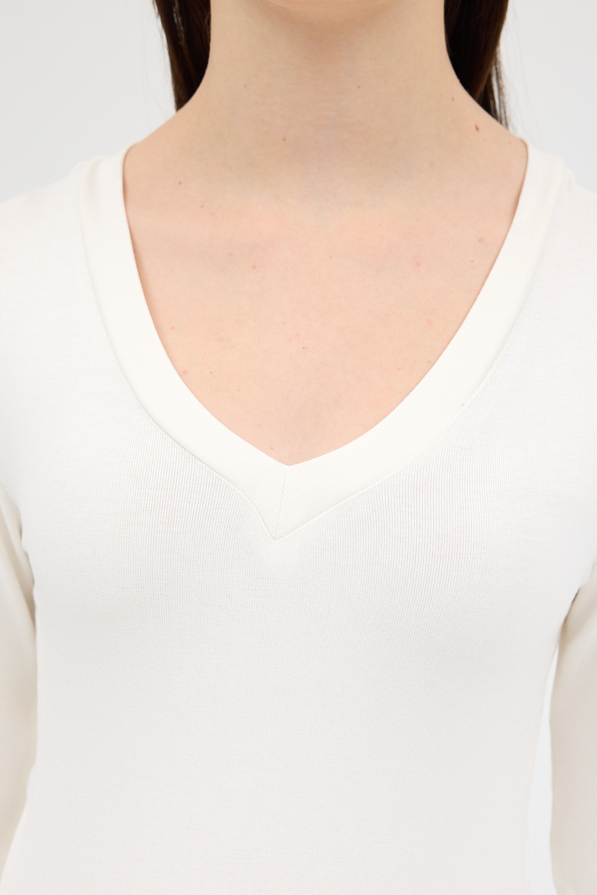 Ekru V Yaka Uzun Kol Body 1452 - 4