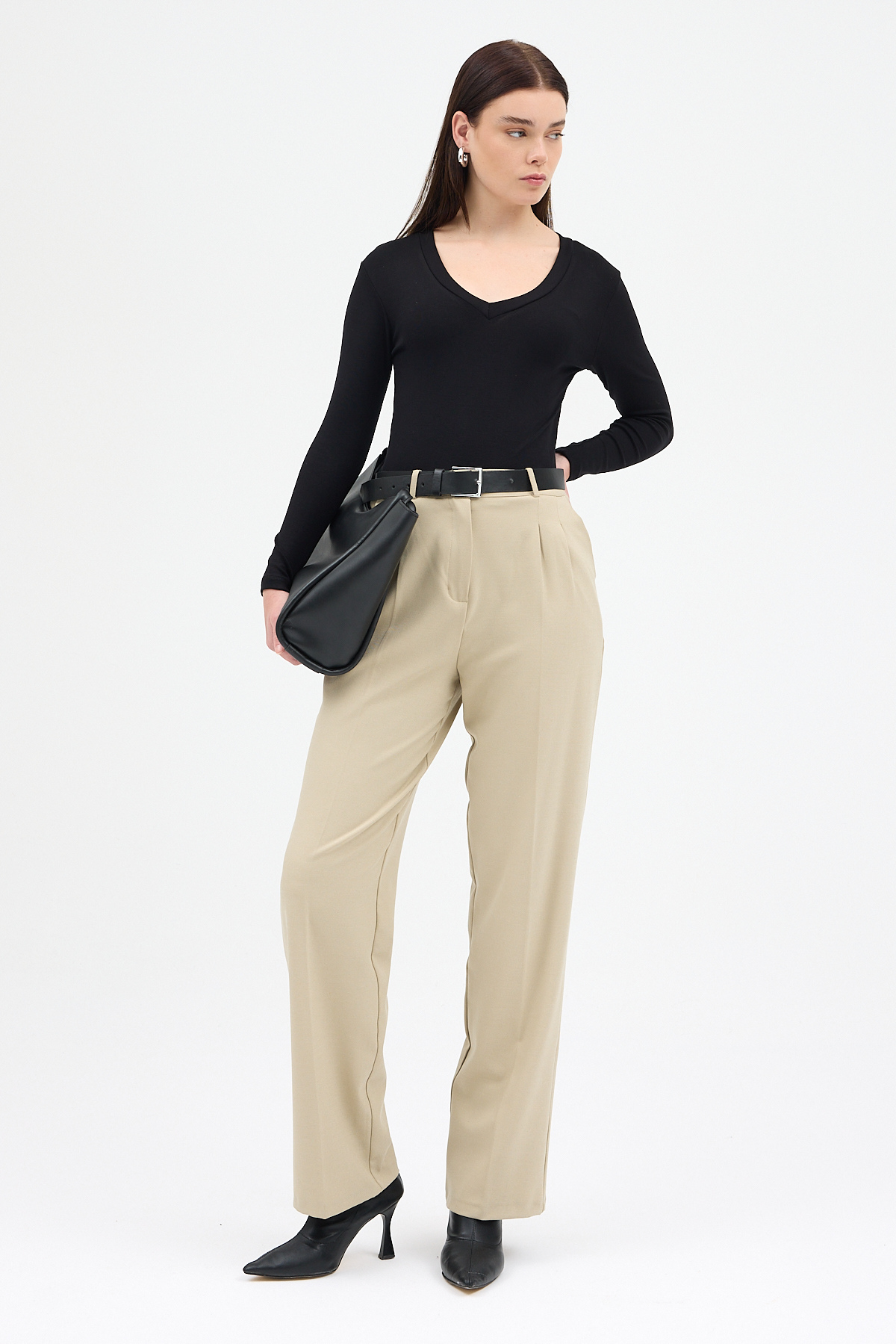 Siyah V Yaka Uzun Kol Body 1452 - RAYS