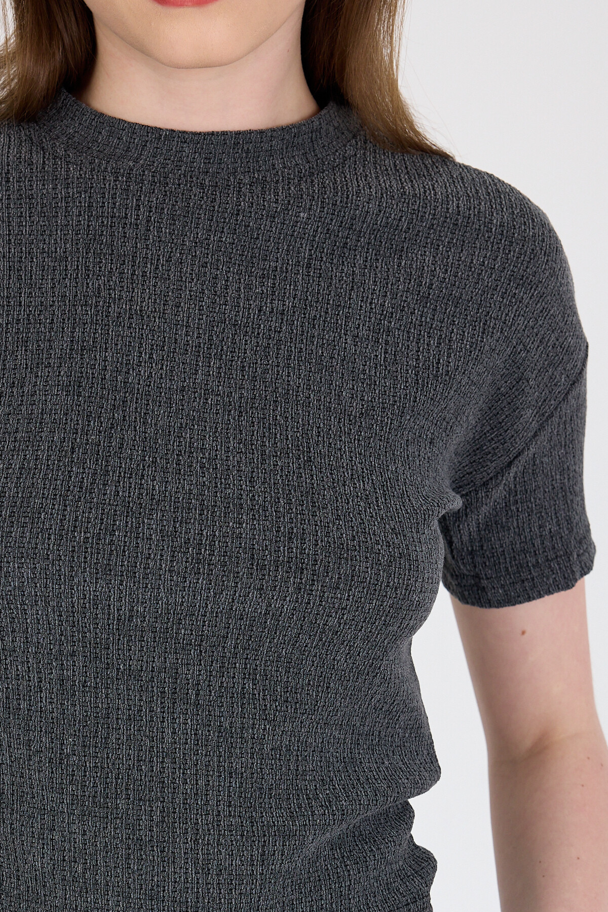 Füme Bisiklet Yaka Bürümcük Dokulu Kumaş Alt Üst Takım 1455 - 4