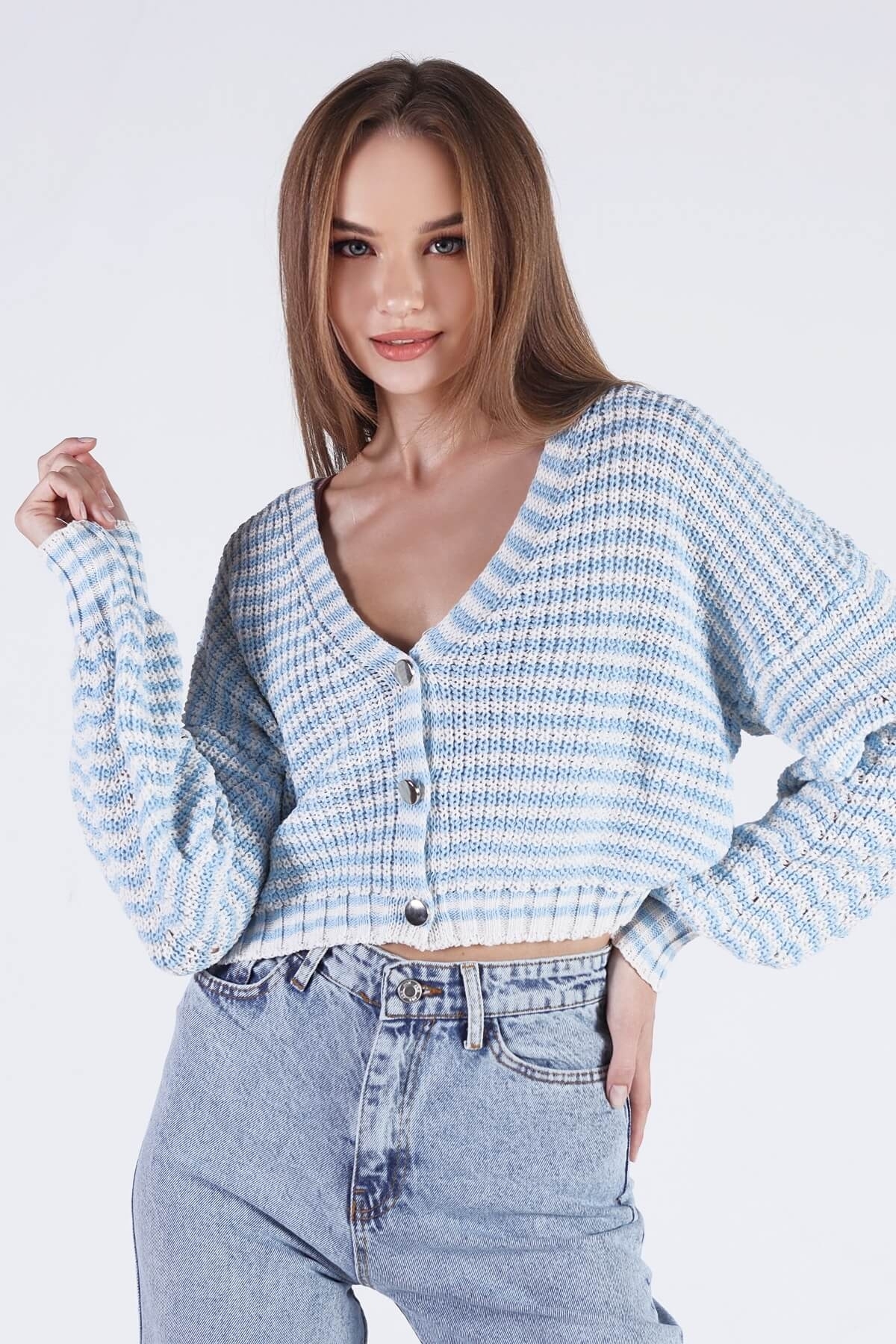 Mavi Çizgili Hırka 1456 - 3