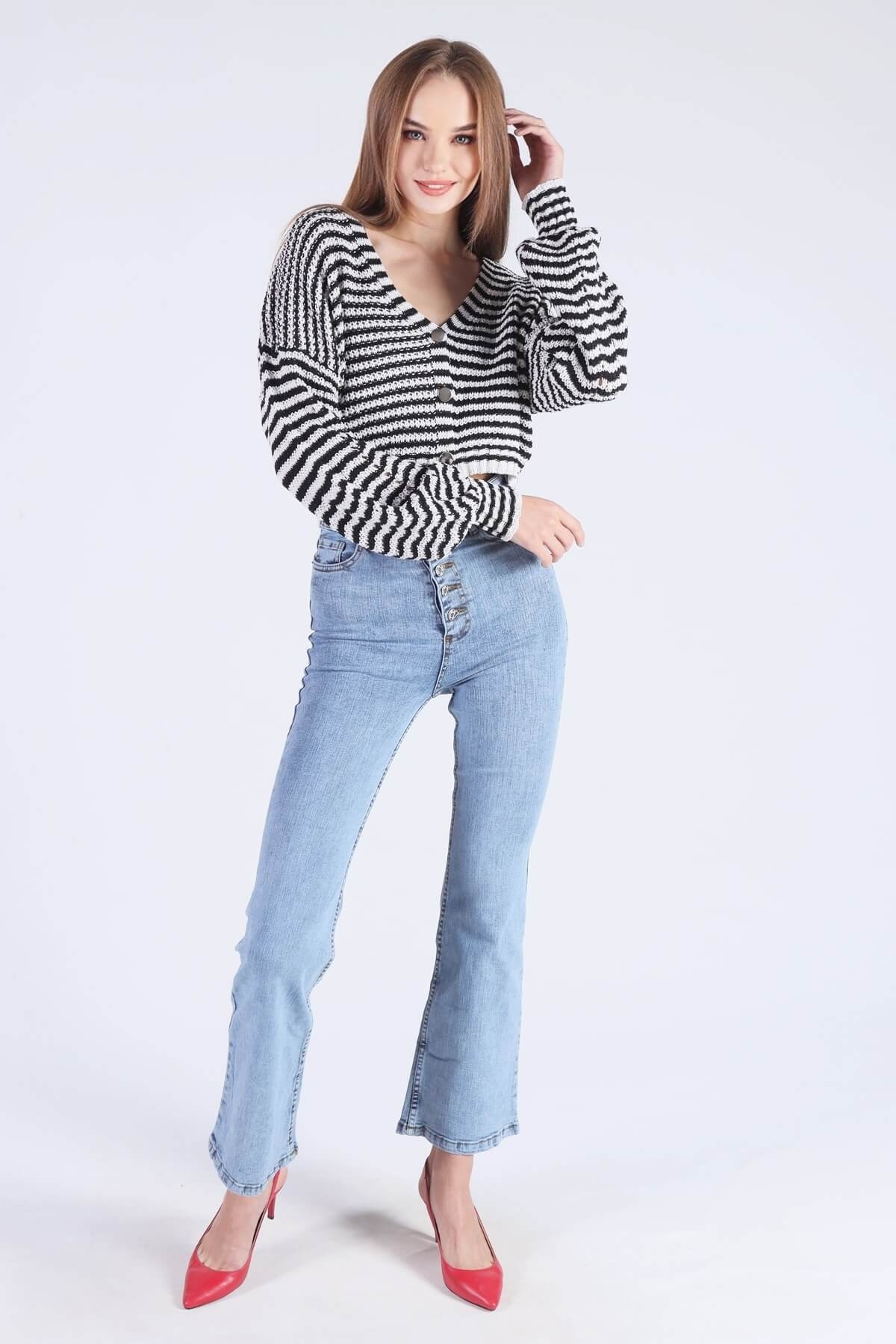 Siyah Çizgili Hırka 1456 - 3