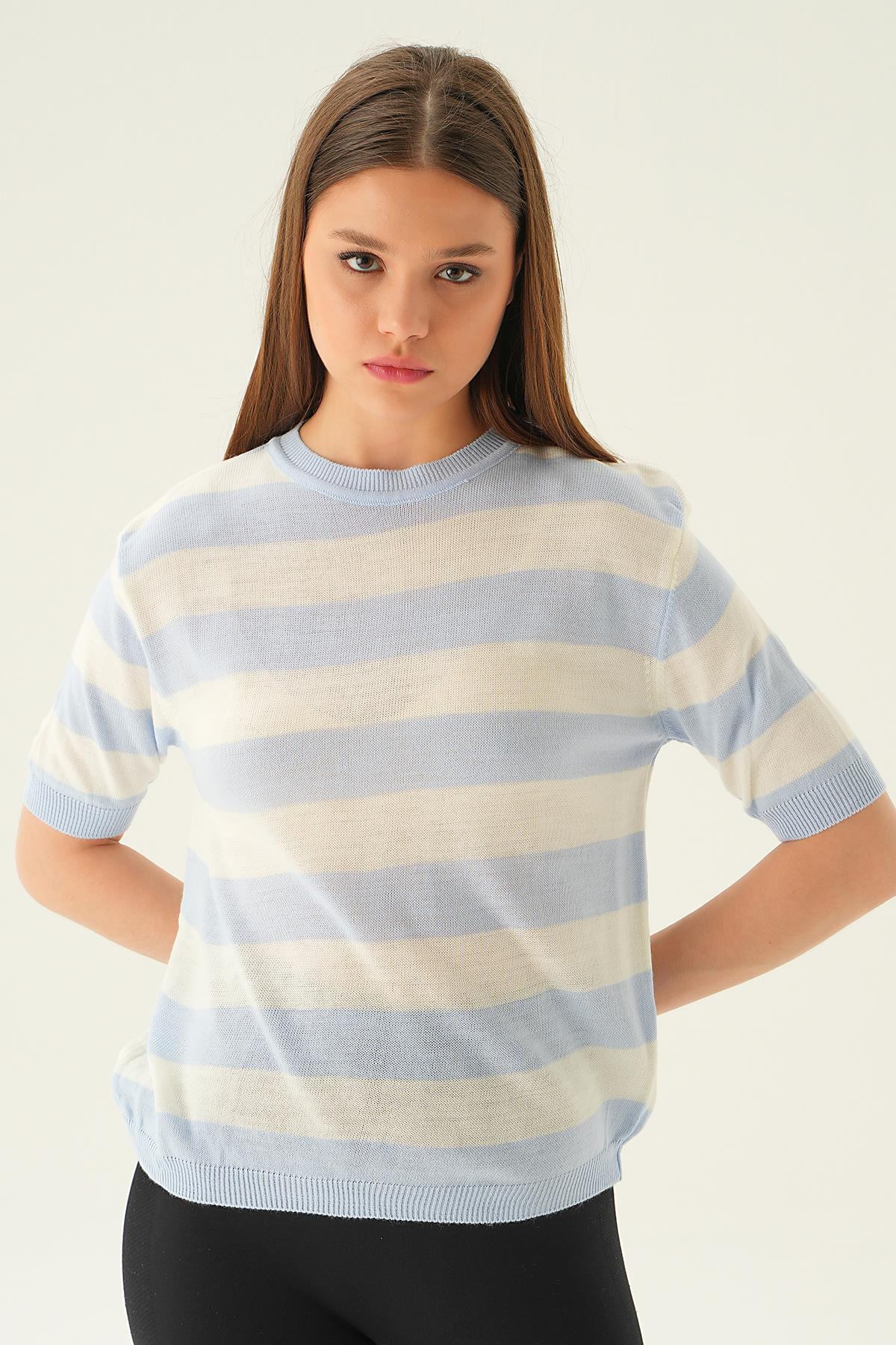 1461 Çizgili Tişört Bebe Mavi - 1