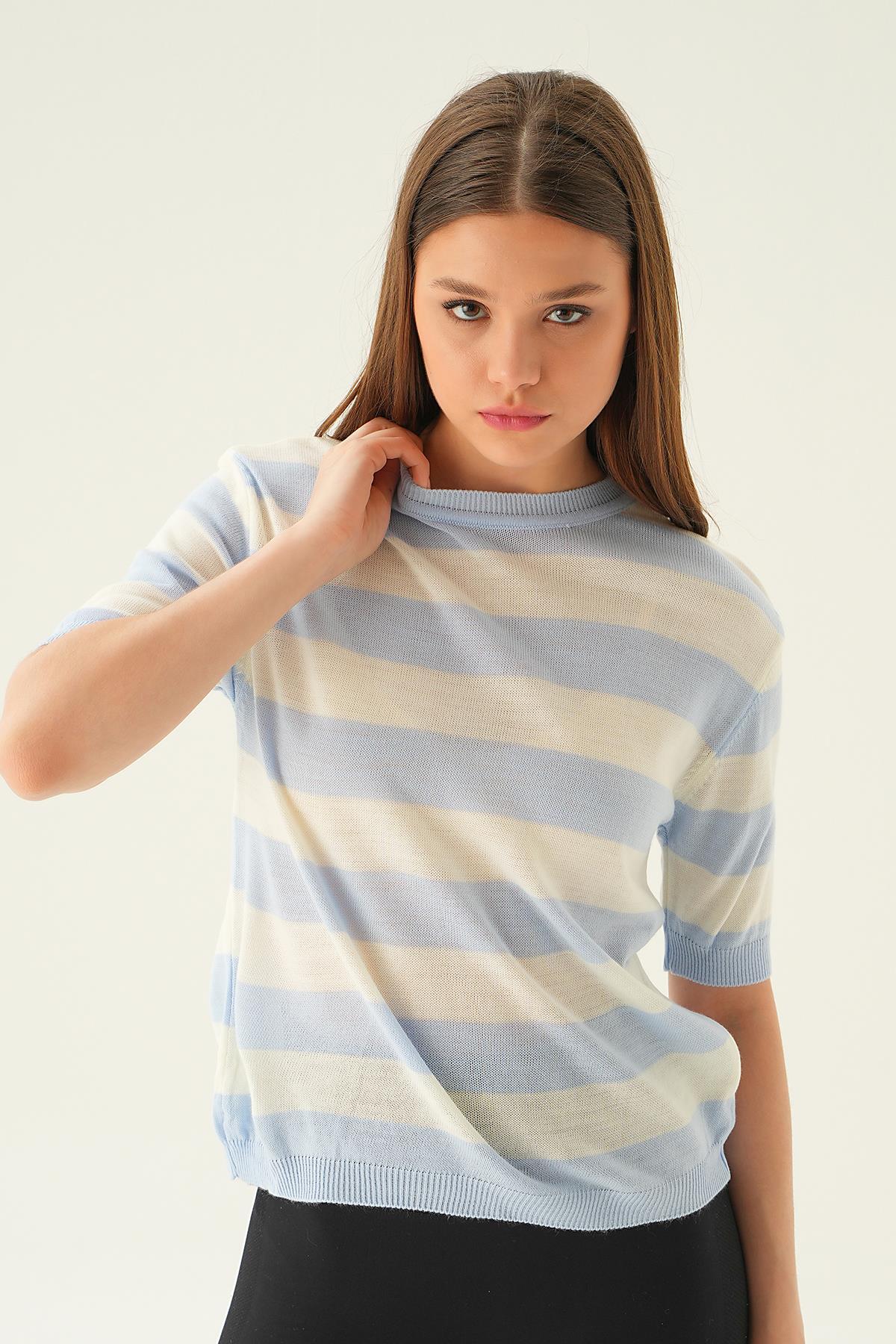 1461 Çizgili Tişört Bebe Mavi - 2