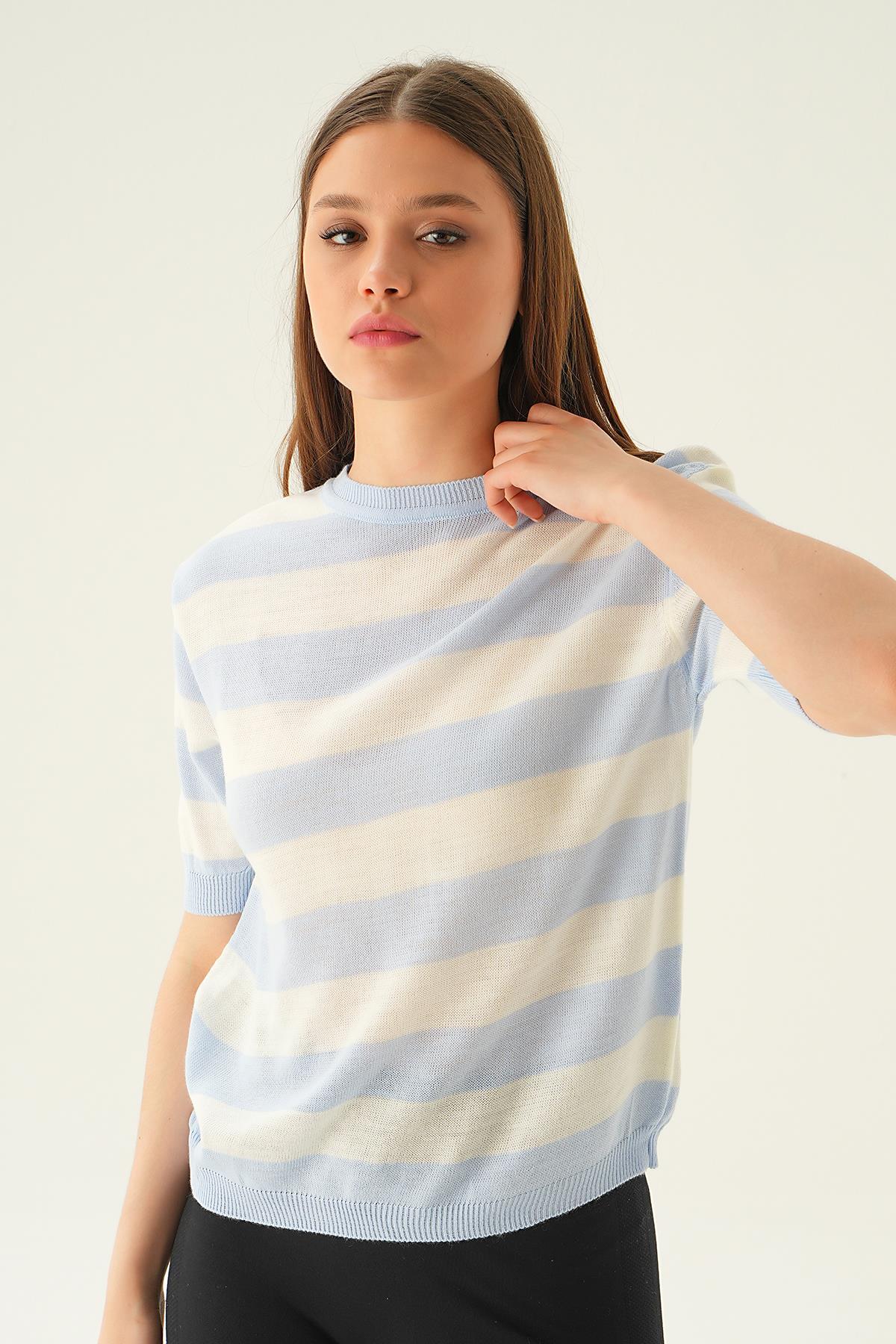 1461 Çizgili Tişört Bebe Mavi - 3