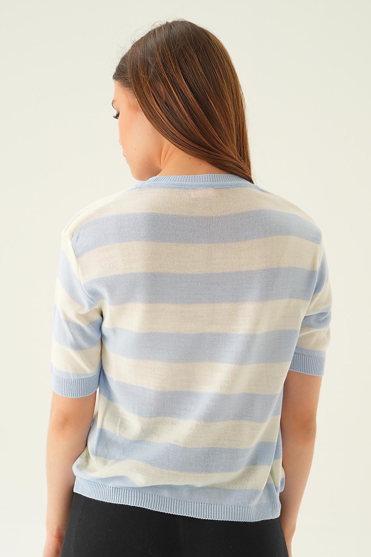 1461 Çizgili Tişört Bebe Mavi - 5