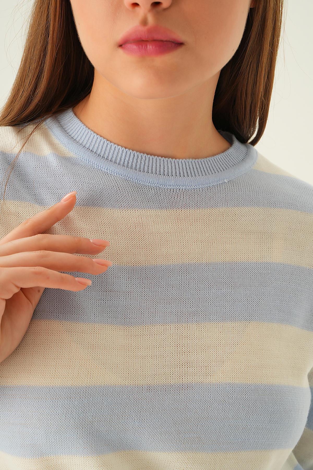 1461 Çizgili Tişört Bebe Mavi - 6