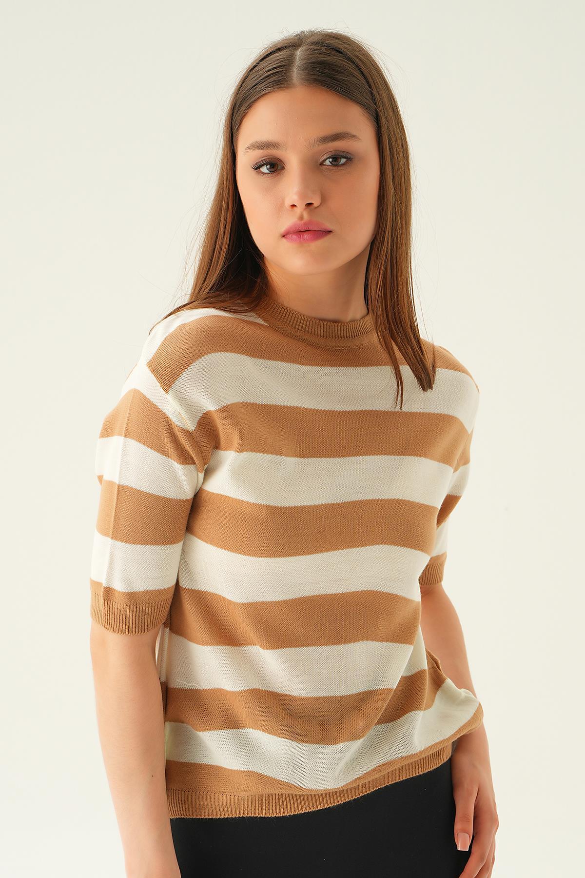 1461 Çizgili Tişört Camel - 4