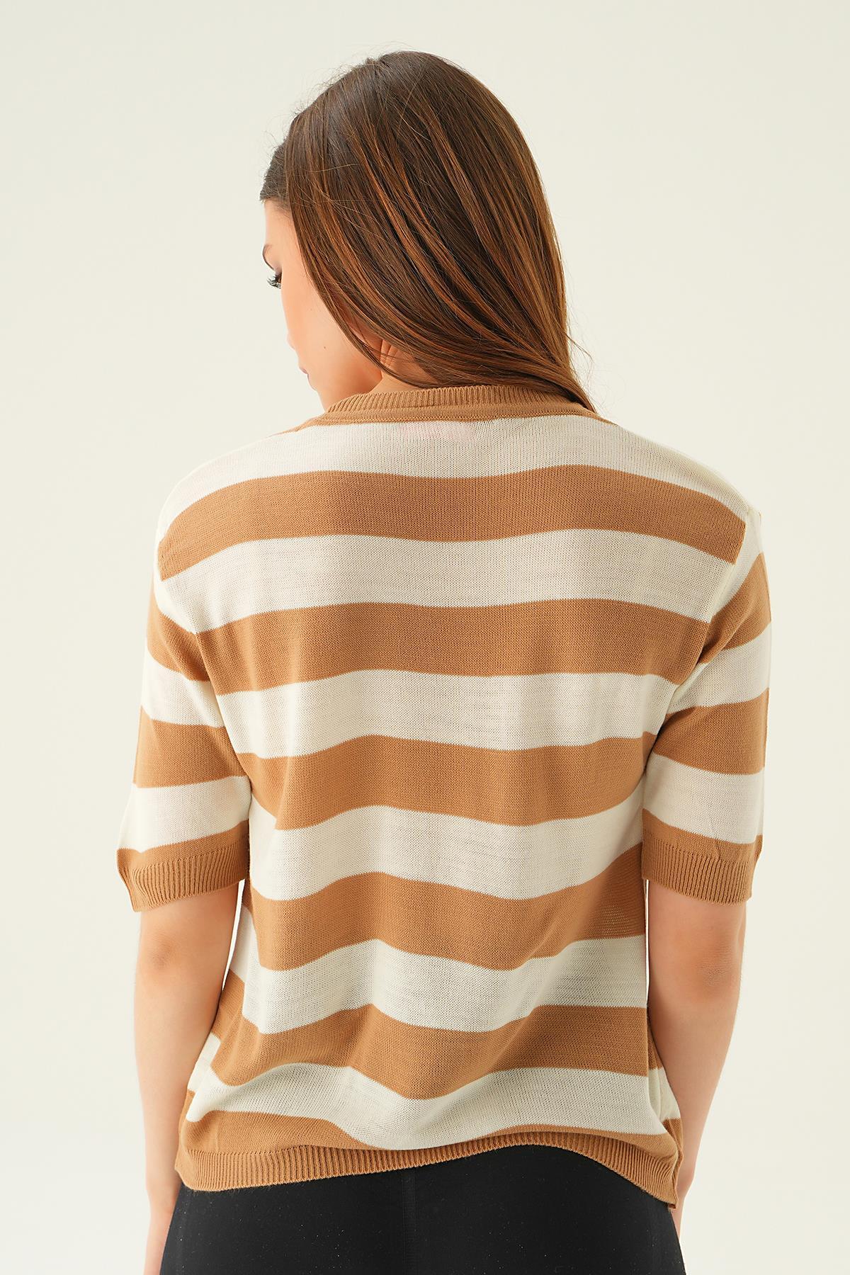 1461 Çizgili Tişört Camel - 5