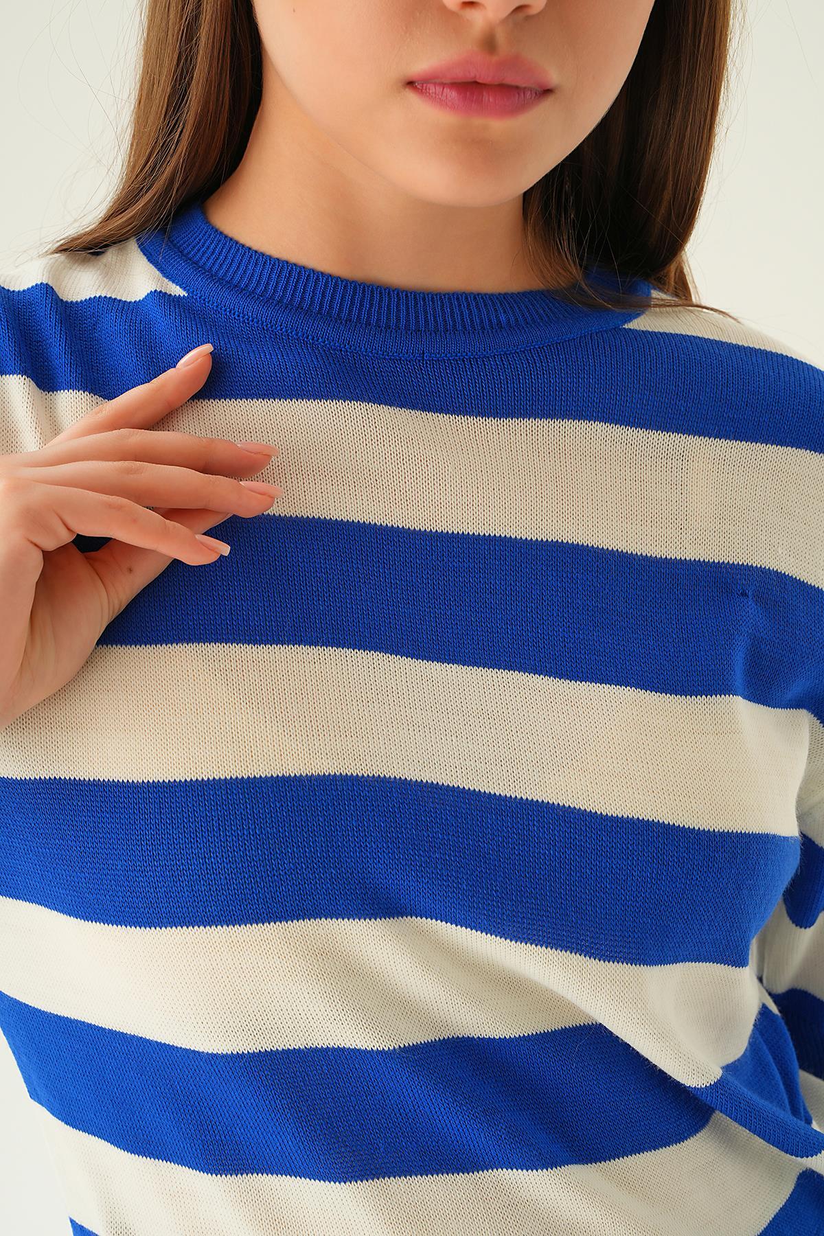 1461 Çizgili Tişört Saks - 6