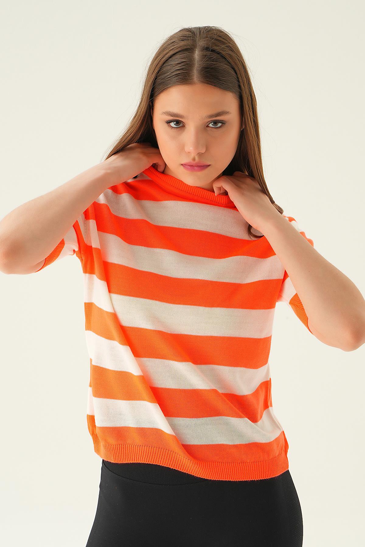 1461 Kalın Çizgili Tişört Orange - 2