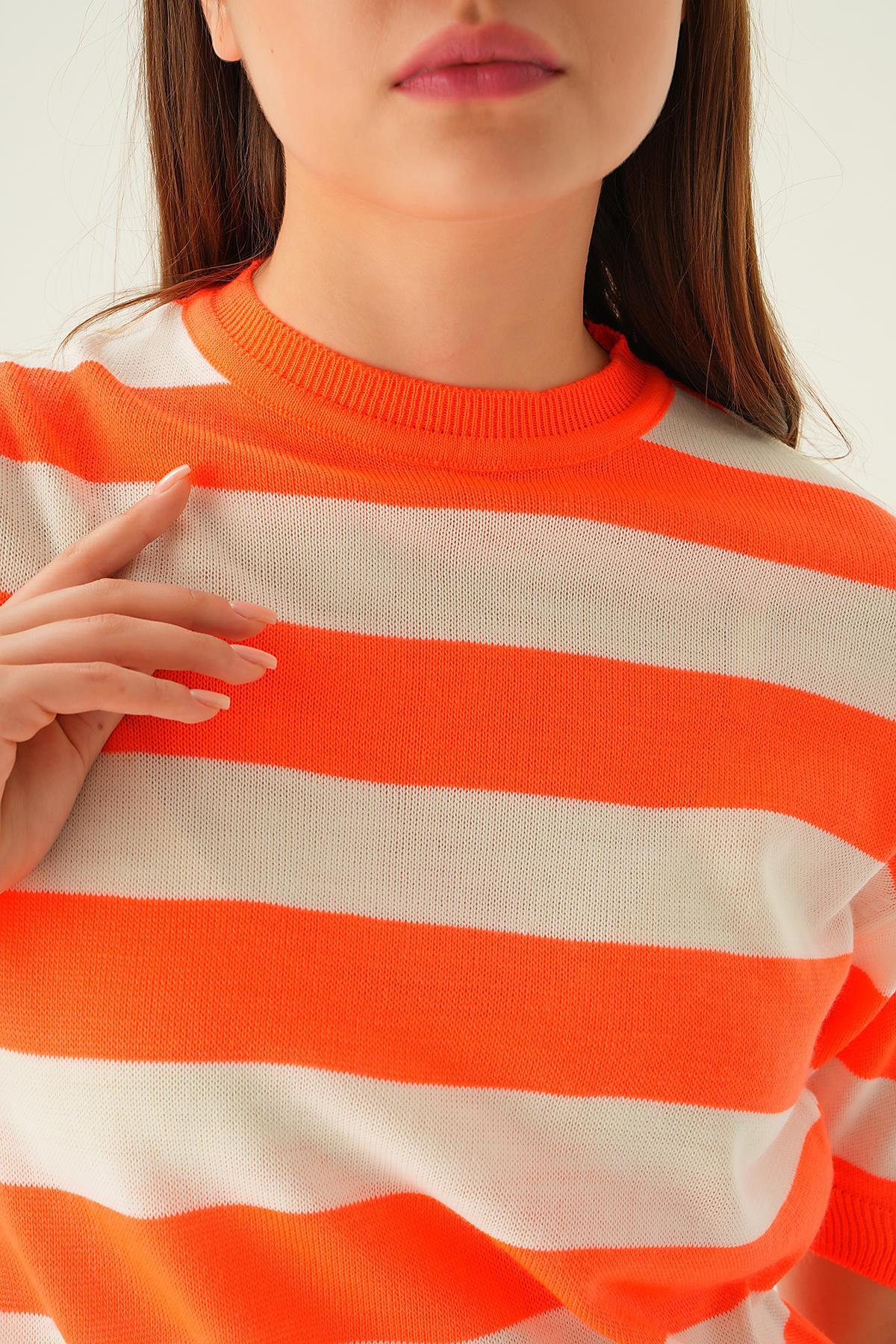 1461 Kalın Çizgili Tişört Orange - 6