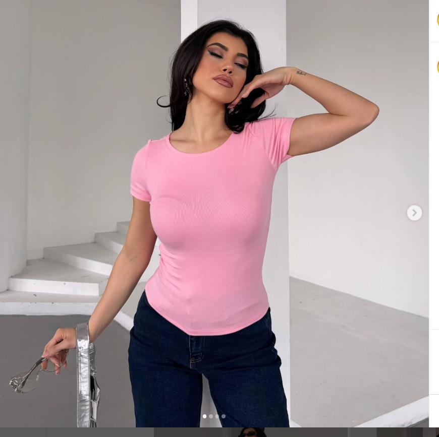 1469 Kısa Kol Bluz Pembe - 1