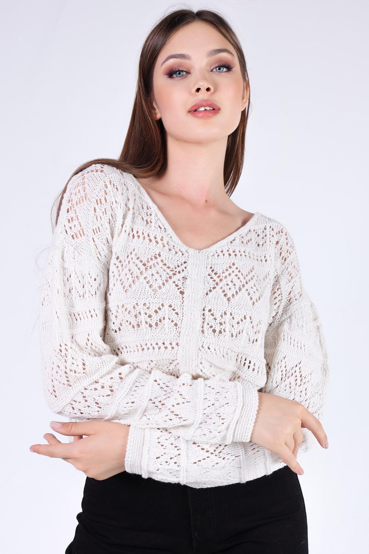 1470 Ön Büzgü V Yaka Kazak Taş - 1