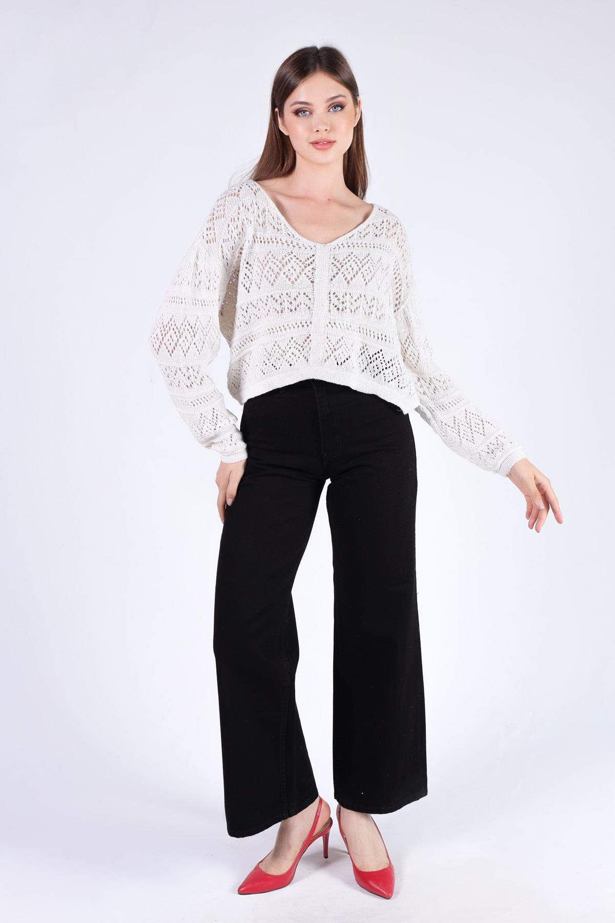 1470 Ön Büzgü V Yaka Kazak Taş - 6