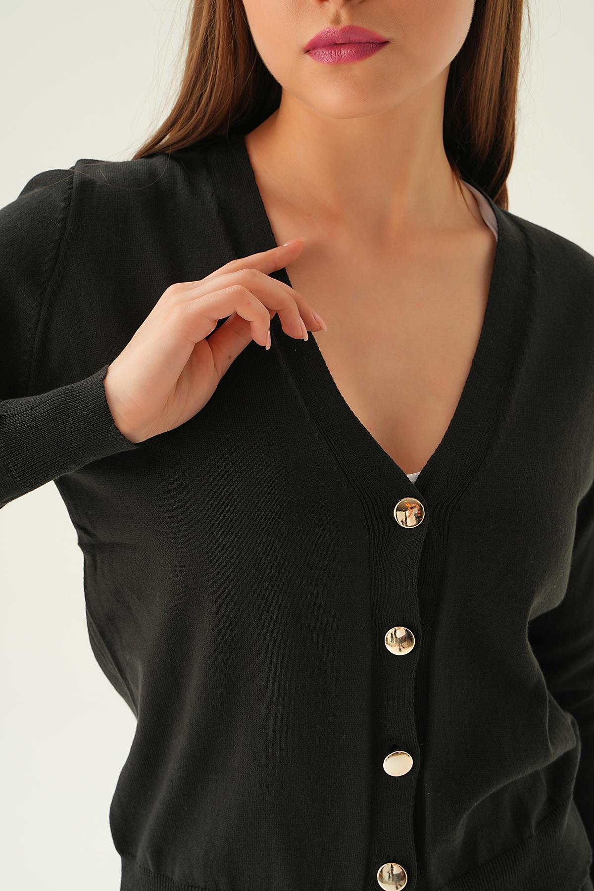 Siyah Önü Düğmeli Hırka 1471 - 6