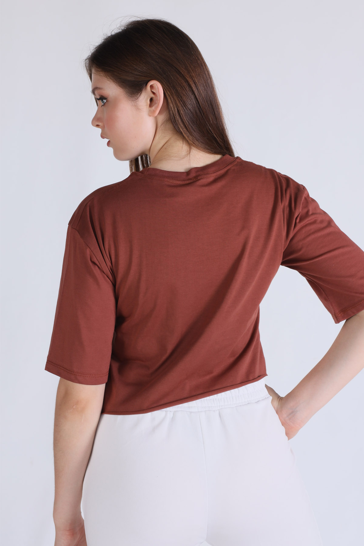 Tarçın Santa Clara Baskı Oversize Tişört 1477 - 4