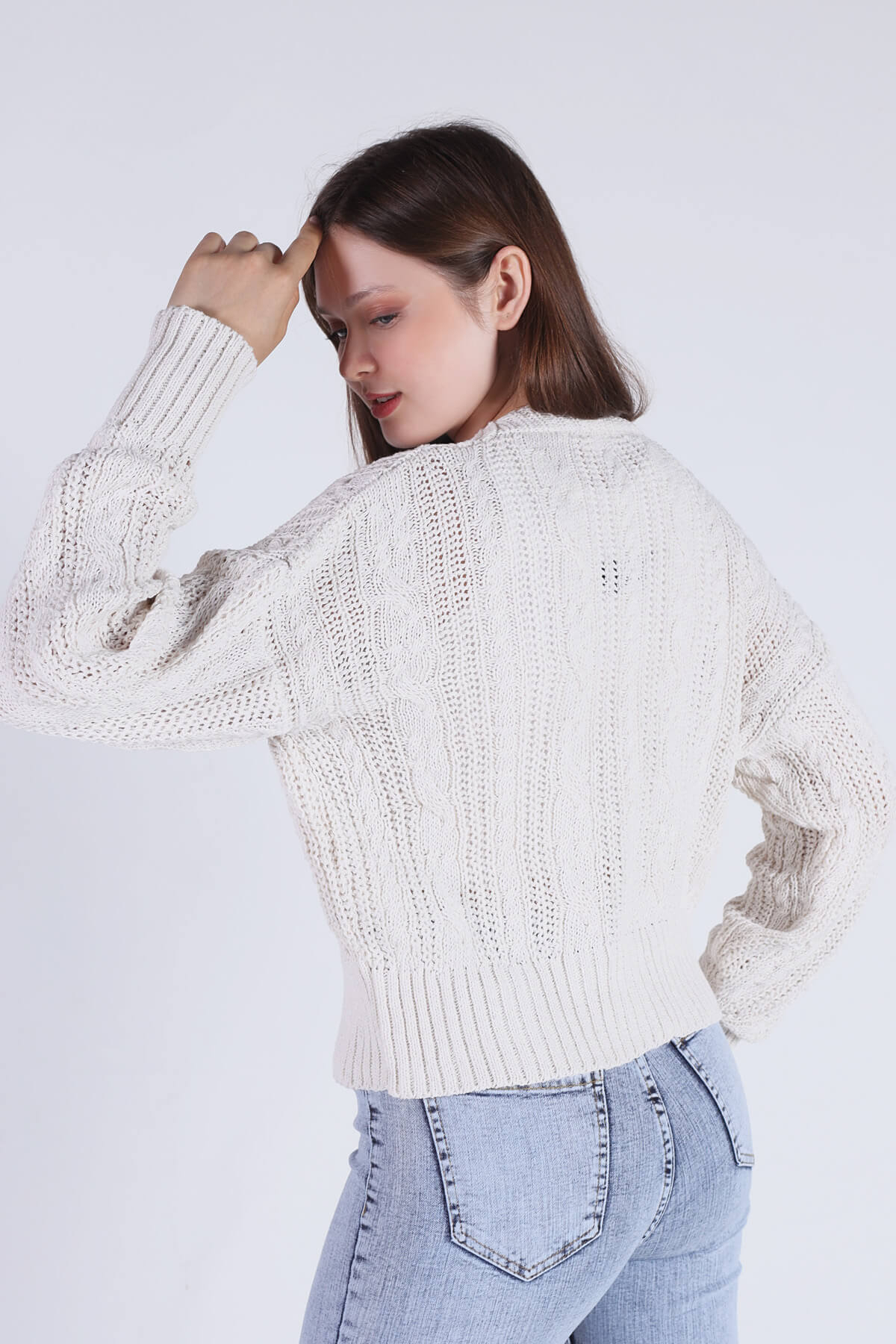 Ekru Çift Düğmeli Hırka 1486 - 3