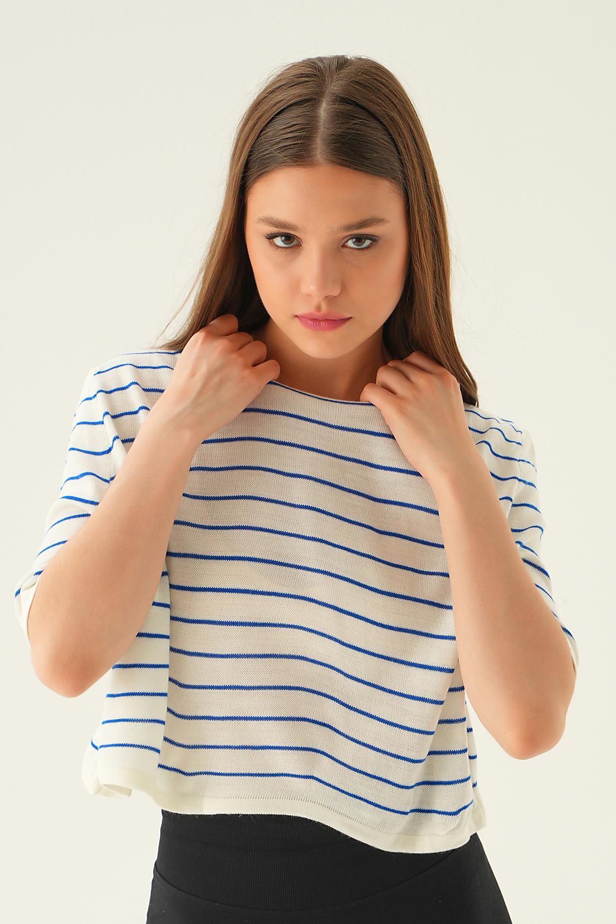 Kemik-Saks Çizgili Tişört 1488 - 3