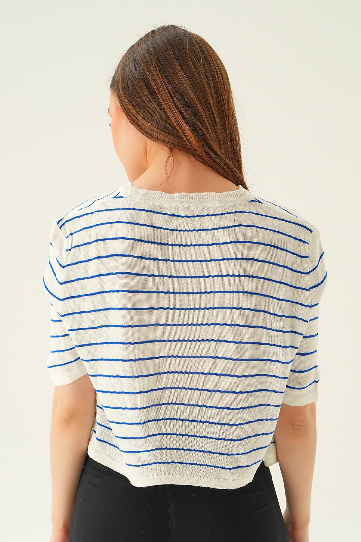 Kemik-Saks Çizgili Tişört 1488 - 4