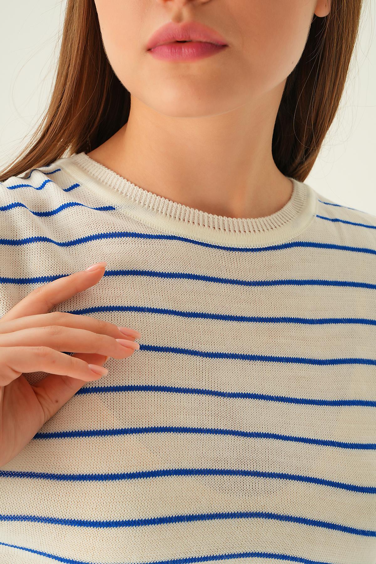 Kemik-Saks Çizgili Tişört 1488 - 5