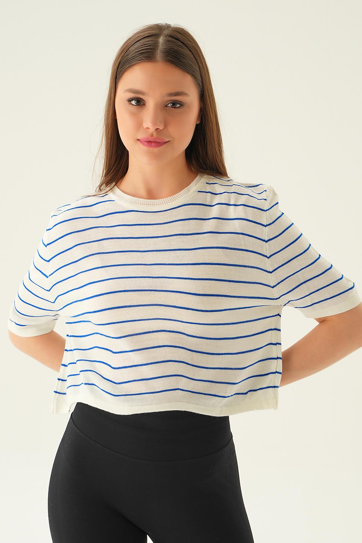 Kemik-Saks Çizgili Tişört 1488 - 6