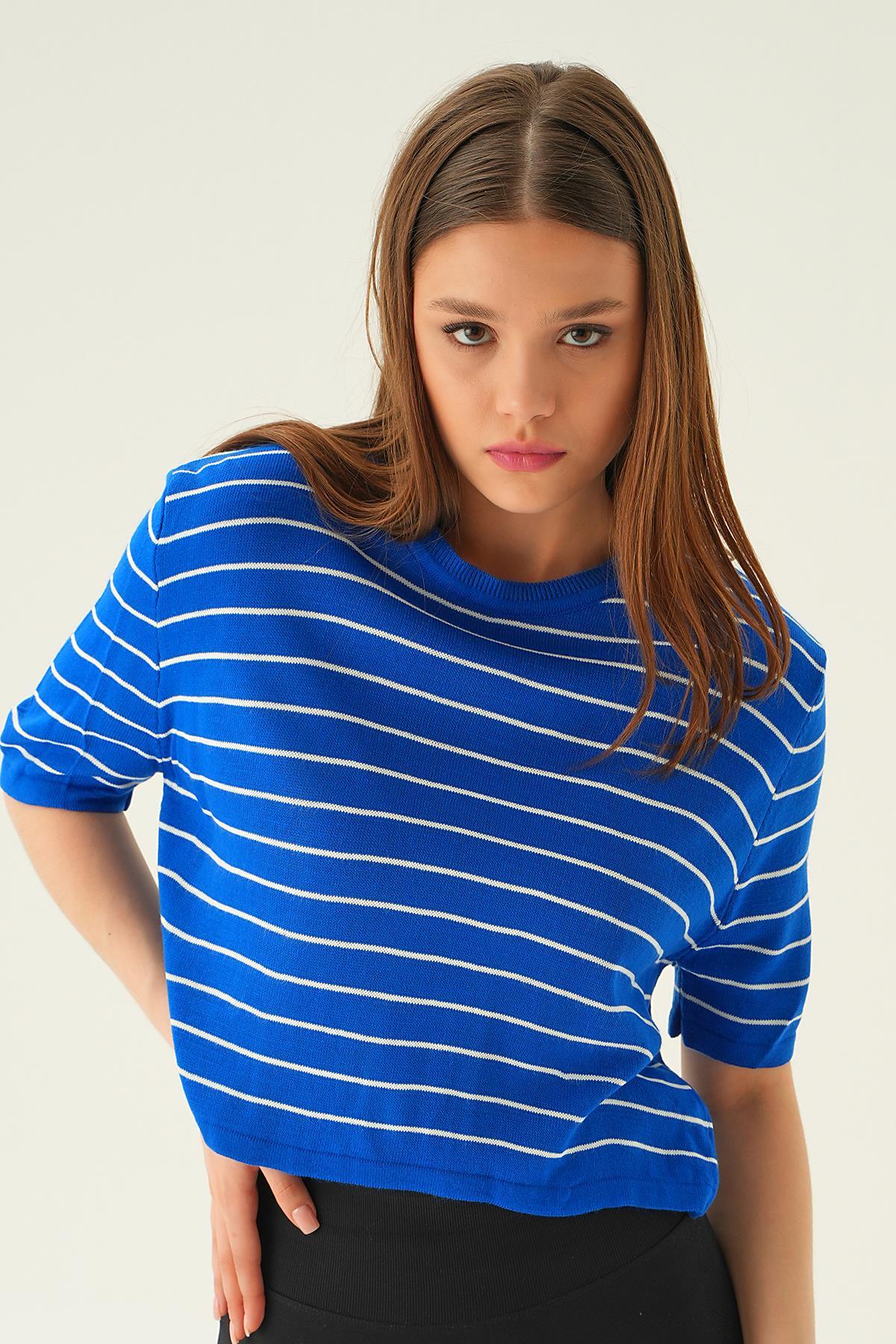 Saks Çizgili Tişört 1488 