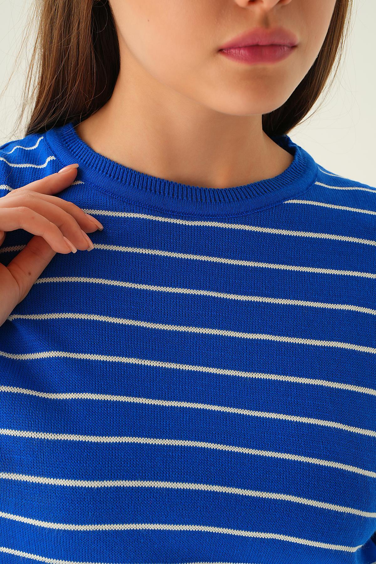 Saks Çizgili Tişört 1488 - 6