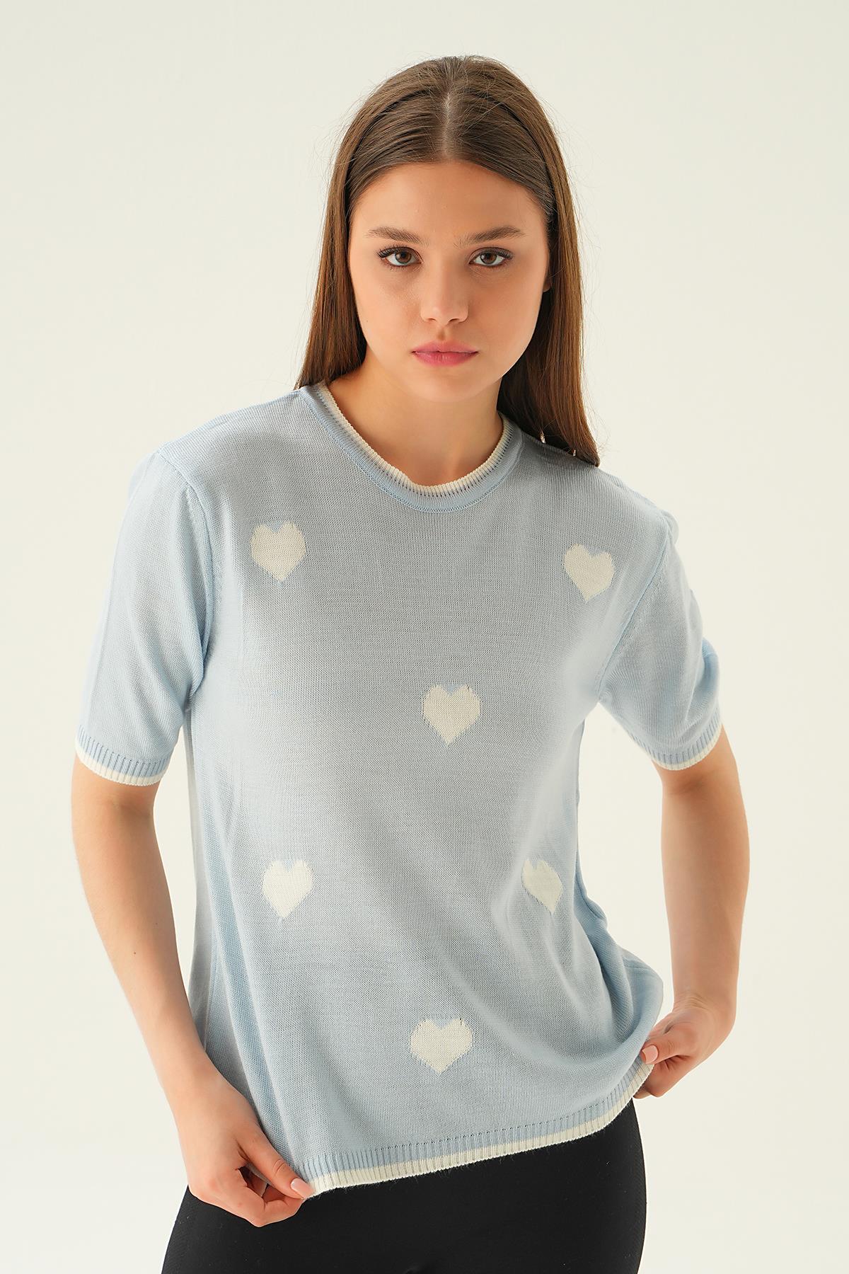 Bebe Mavi Kalpli Tişört 1489 