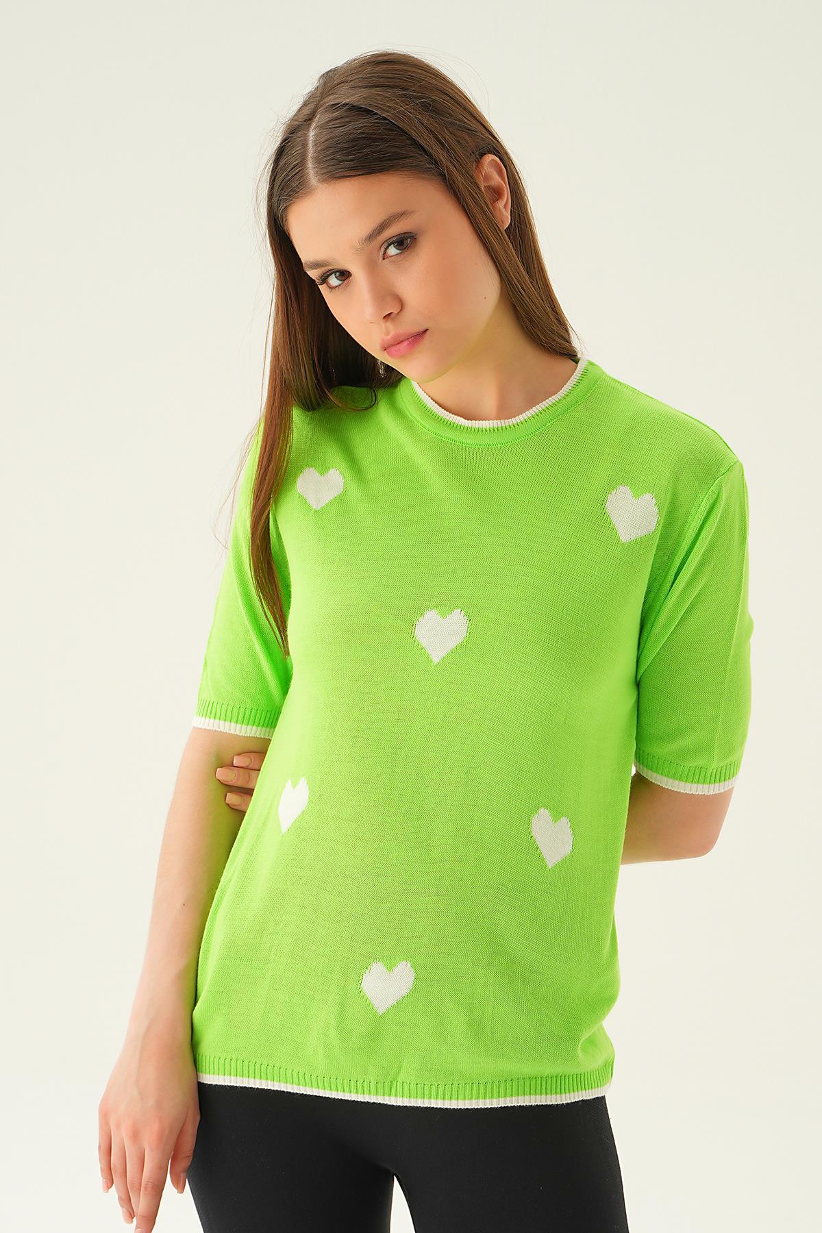 1489 Kalpli Tişört Elma Yeşili - 2