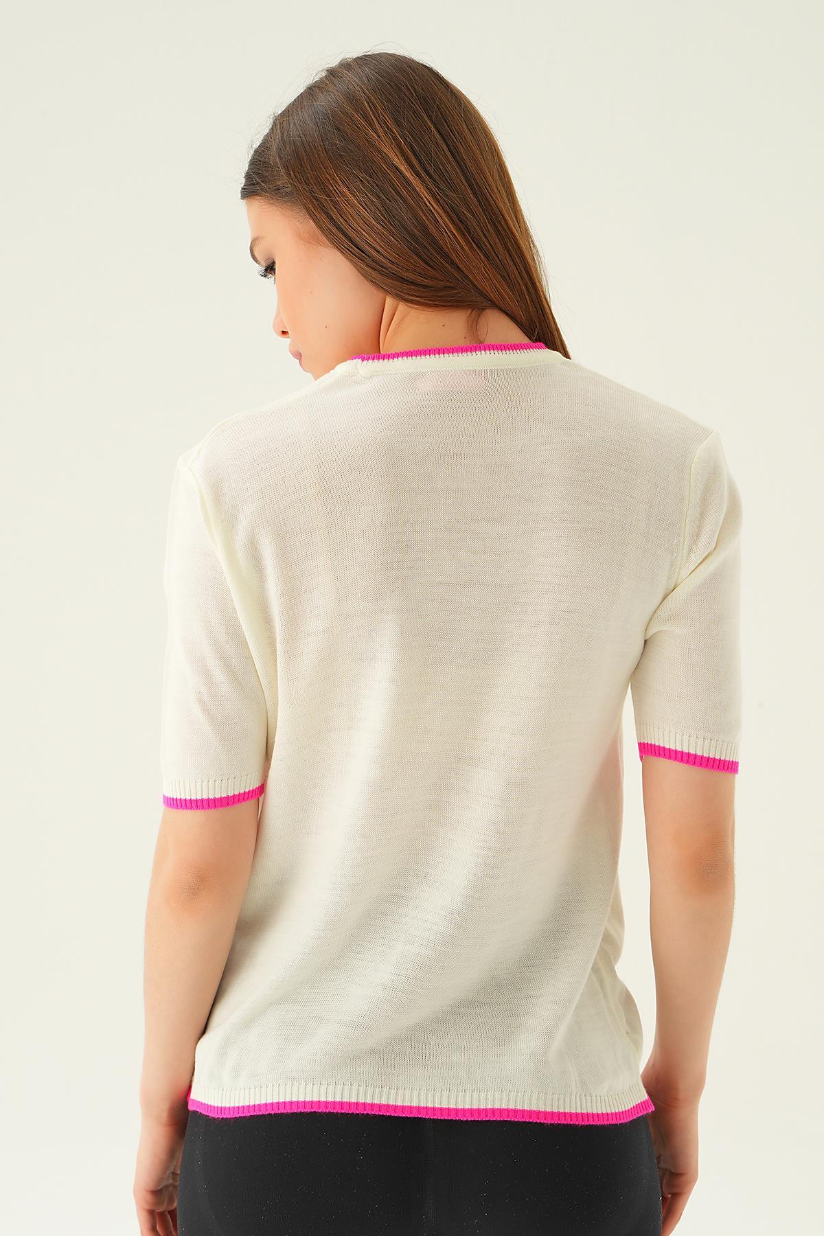 1489 Kalpli Tişört Kemik - 5