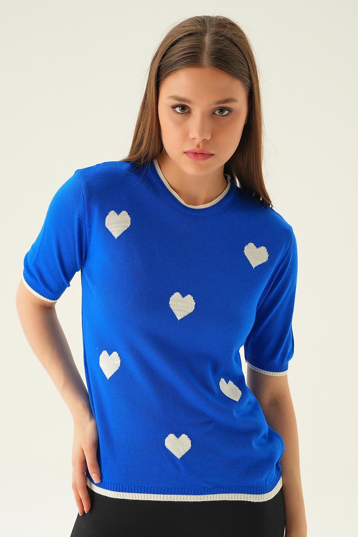 1489 Kalpli Tişört Saks - 1